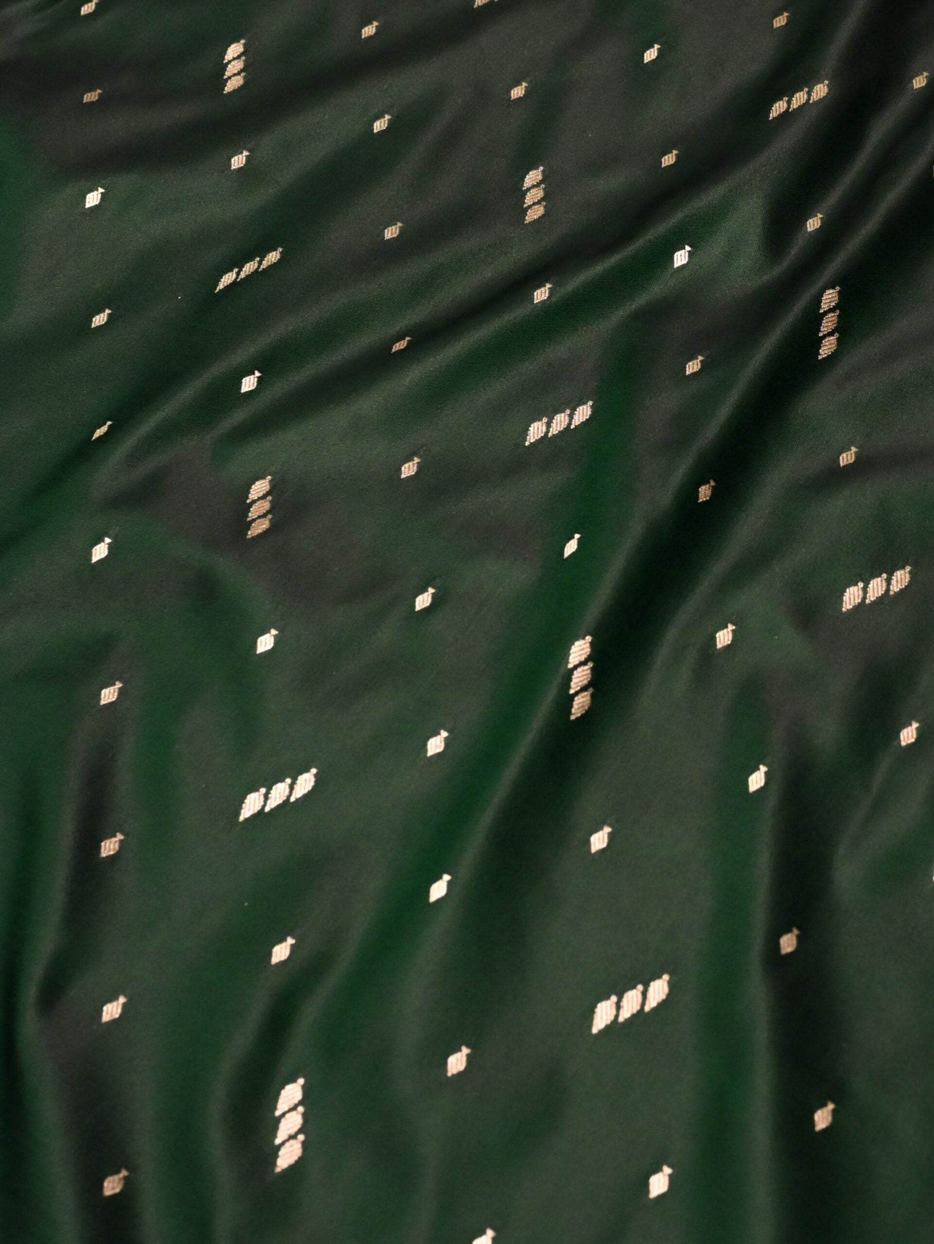 Mughal Green Premium Zari Work Fancy Satin Silk Banarasi Saare - Zohra Silk