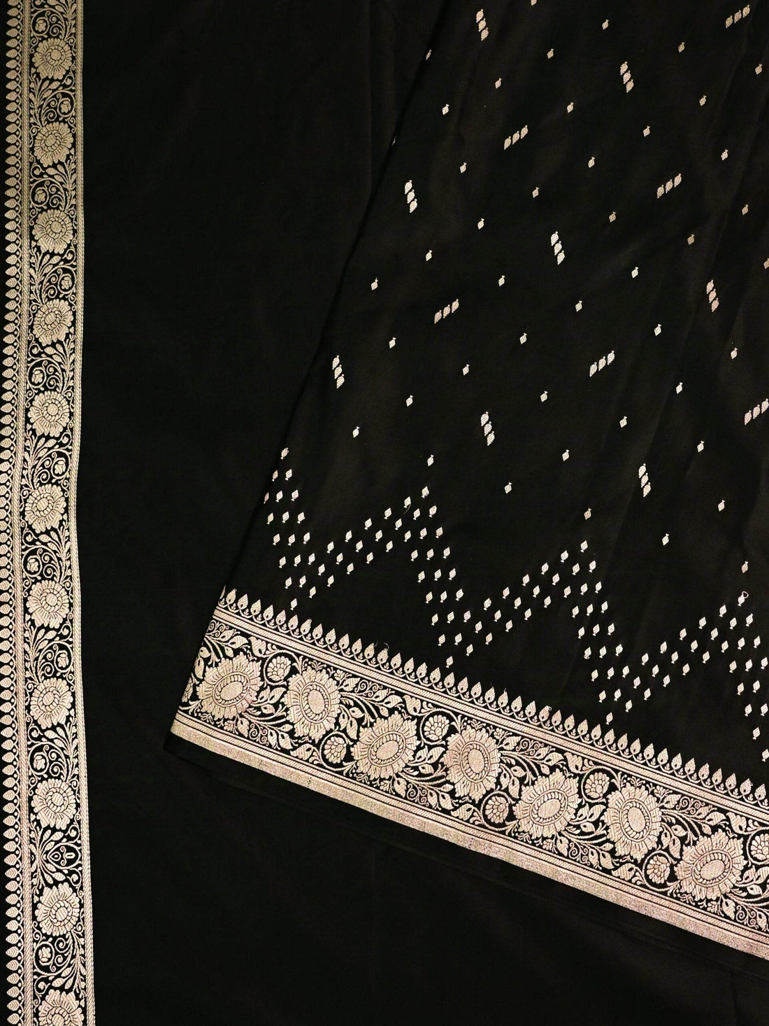 Black Premium Zari Work Fancy Satin Silk Banarasi Saare - Zohra Silk