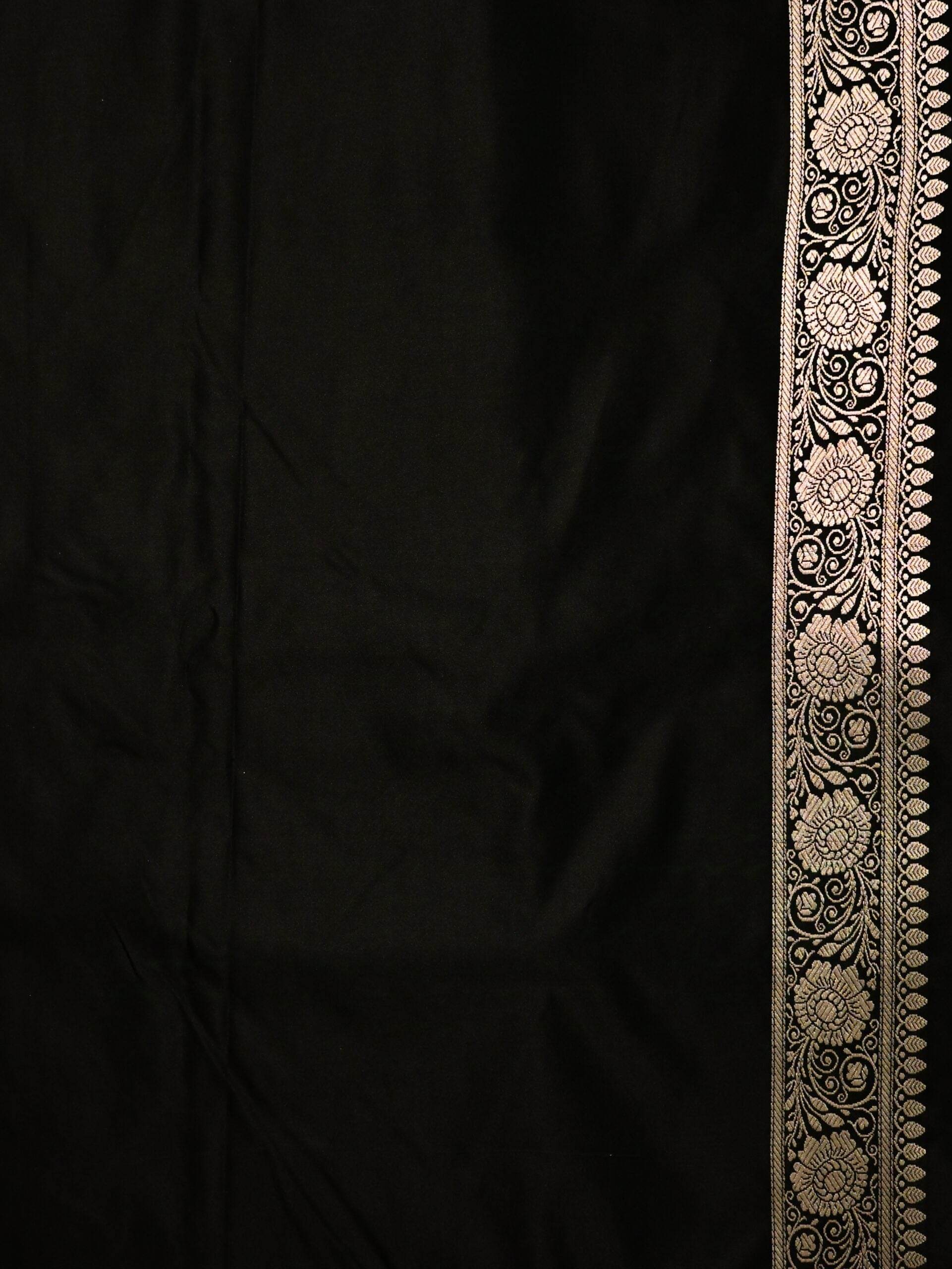 Black Premium Zari Work Fancy Satin Silk Banarasi Saare - Zohra Silk