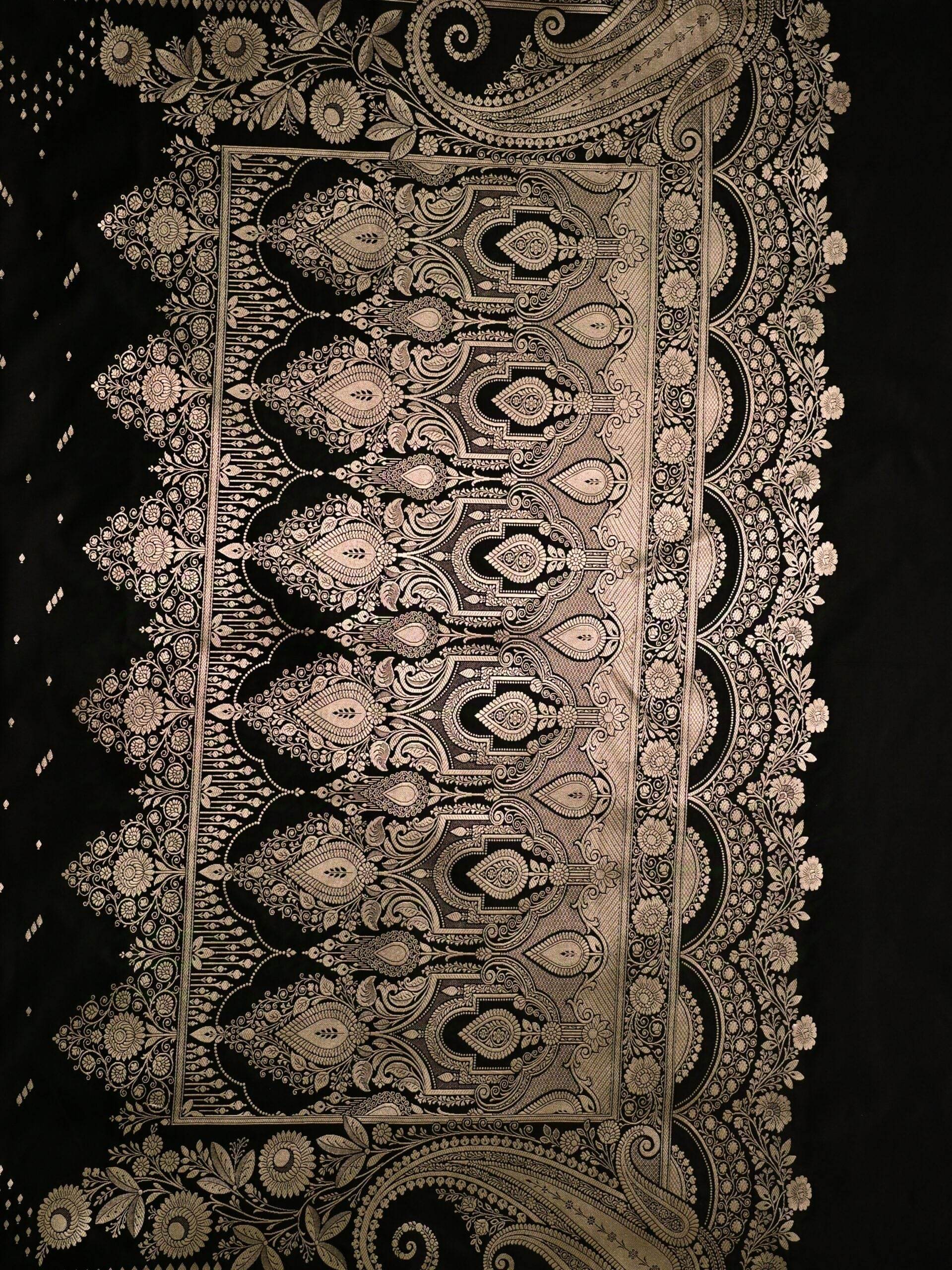 Black Premium Zari Work Fancy Satin Silk Banarasi Saare - Zohra Silk