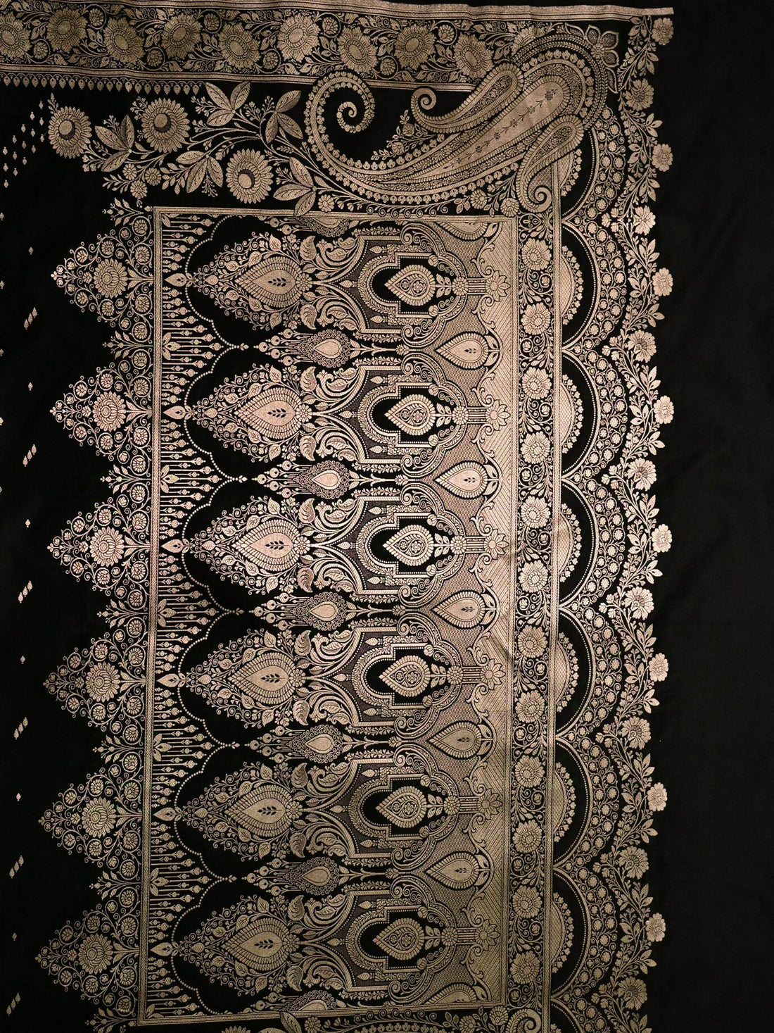 Black Premium Zari Work Fancy Satin Silk Banarasi Saare - Zohra Silk