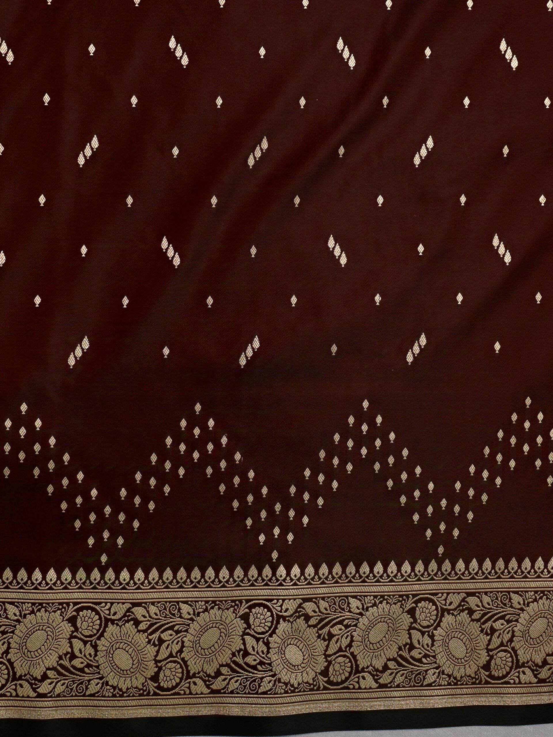 Maroon Premium Zari Work Fancy Satin Silk Banarasi Saare - Zohra Silk