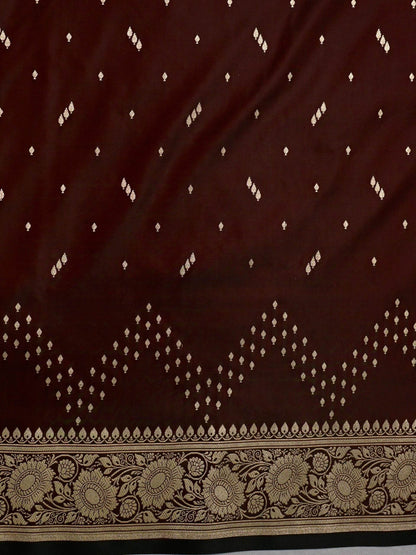 Maroon Premium Zari Work Fancy Satin Silk Banarasi Saare - Zohra Silk