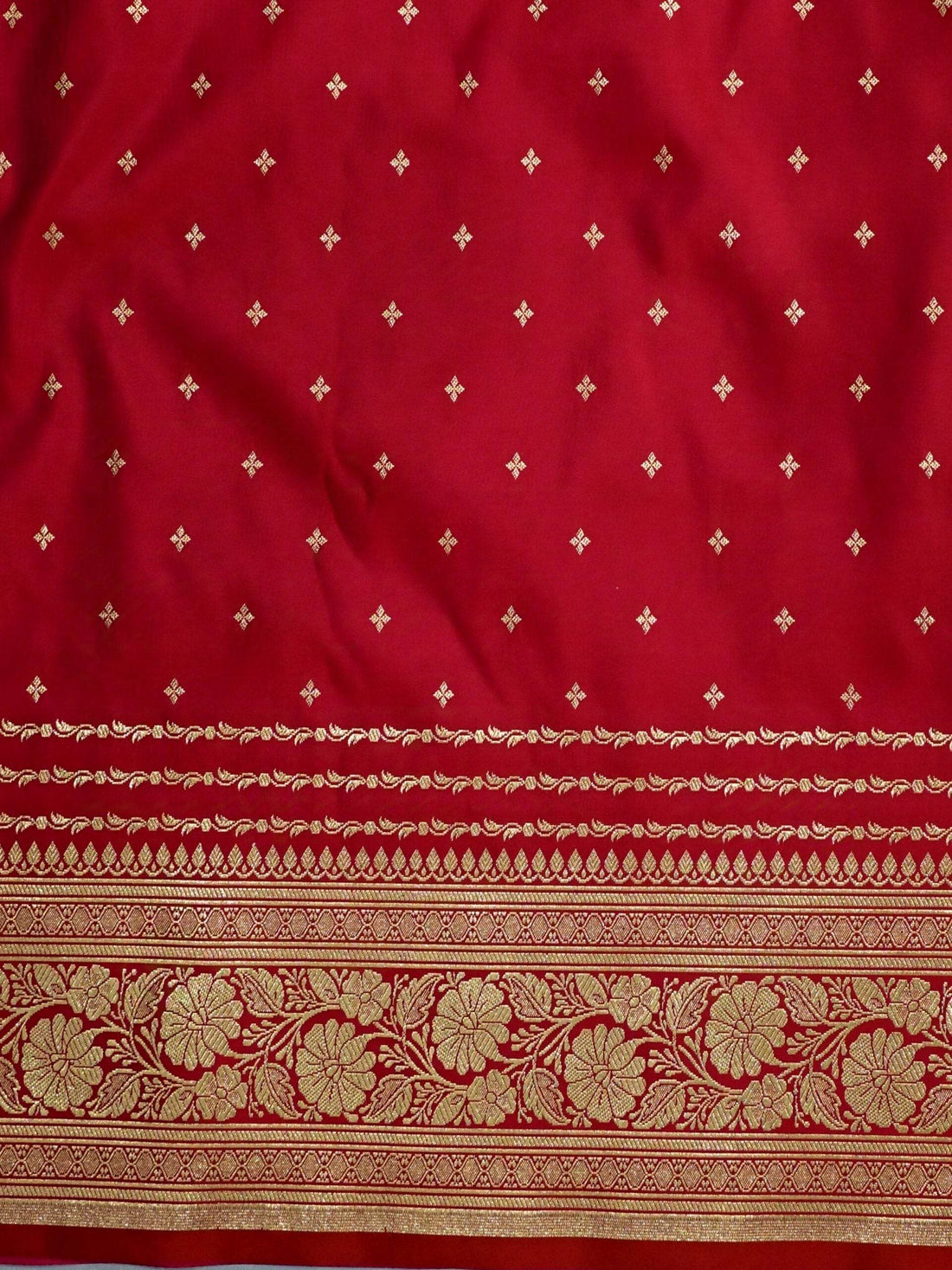 Red Golden Zari Work Namo Satin Silk Banarasi Saare - Zohra Silk