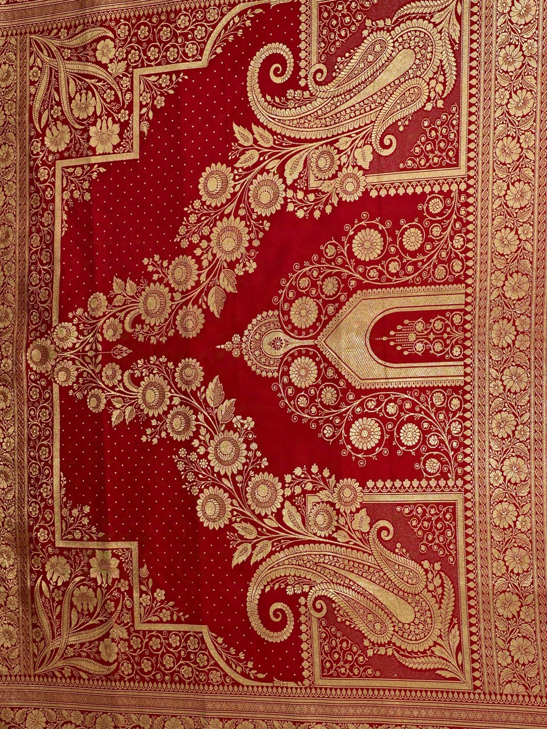 Red Golden Zari Work Namo Satin Silk Banarasi Saare - Zohra Silk
