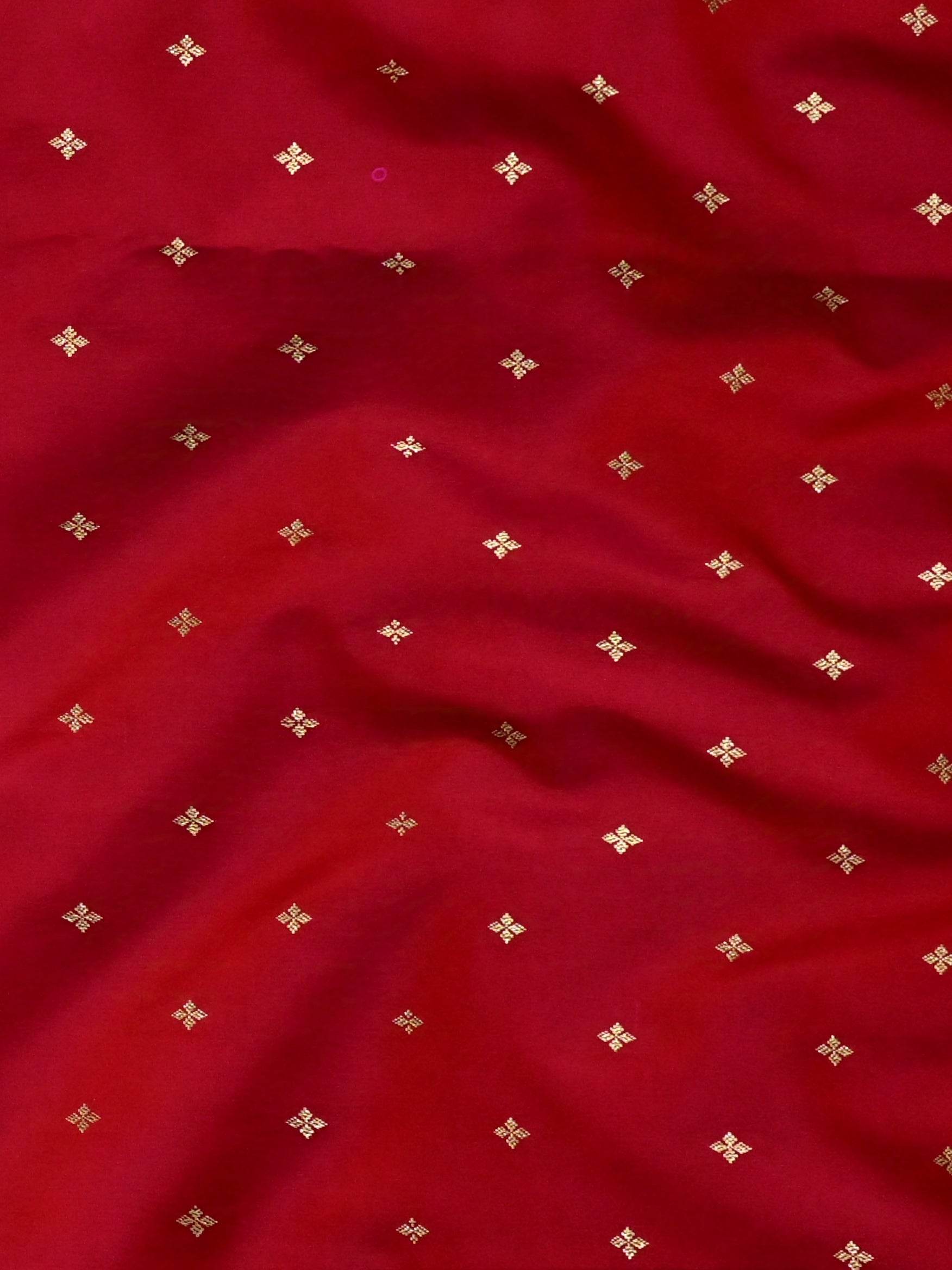 Red Golden Zari Work Namo Satin Silk Banarasi Saare - Zohra Silk