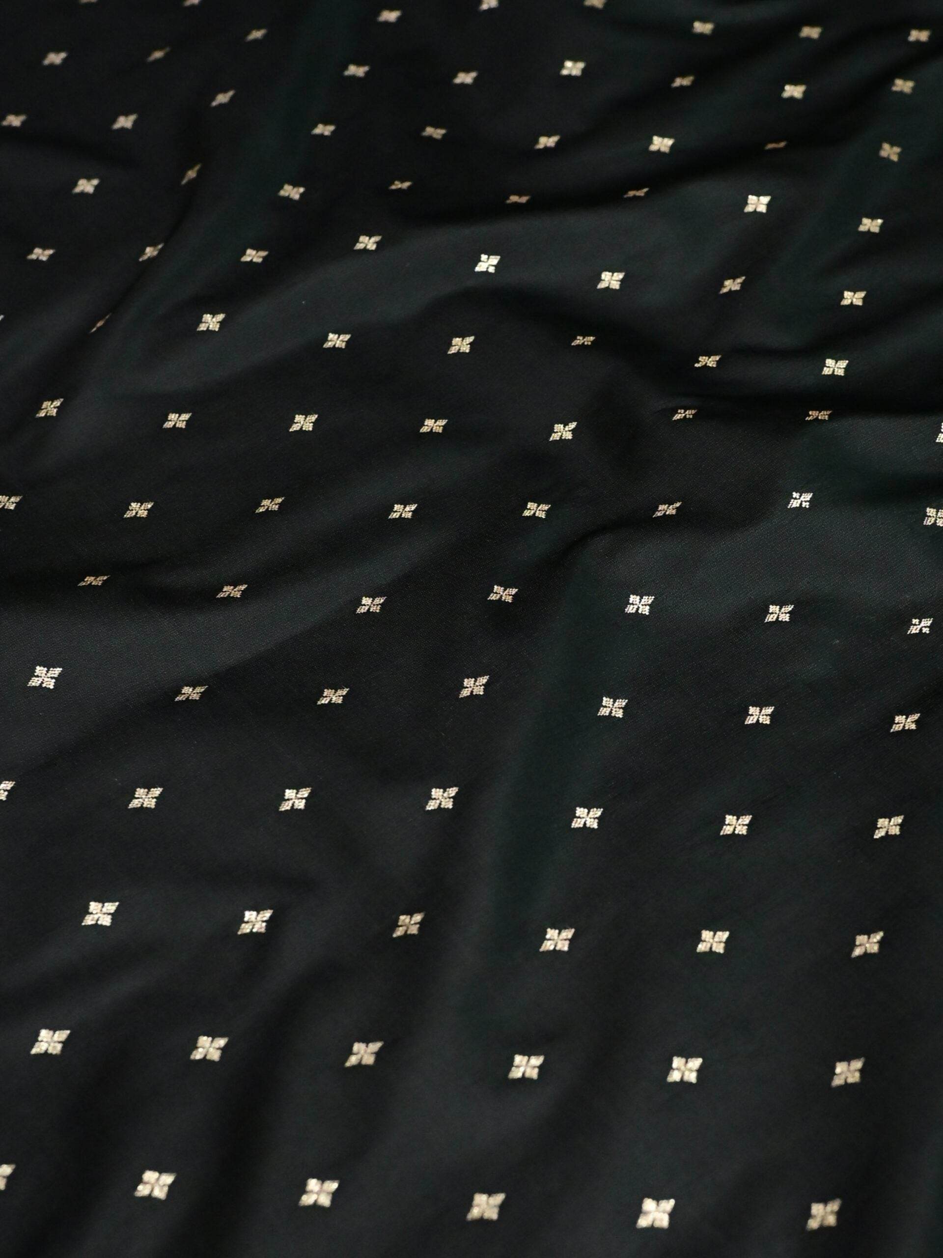 Black Golden Zari Work Namo Satin Silk Banarasi Saare - Zohra Silk