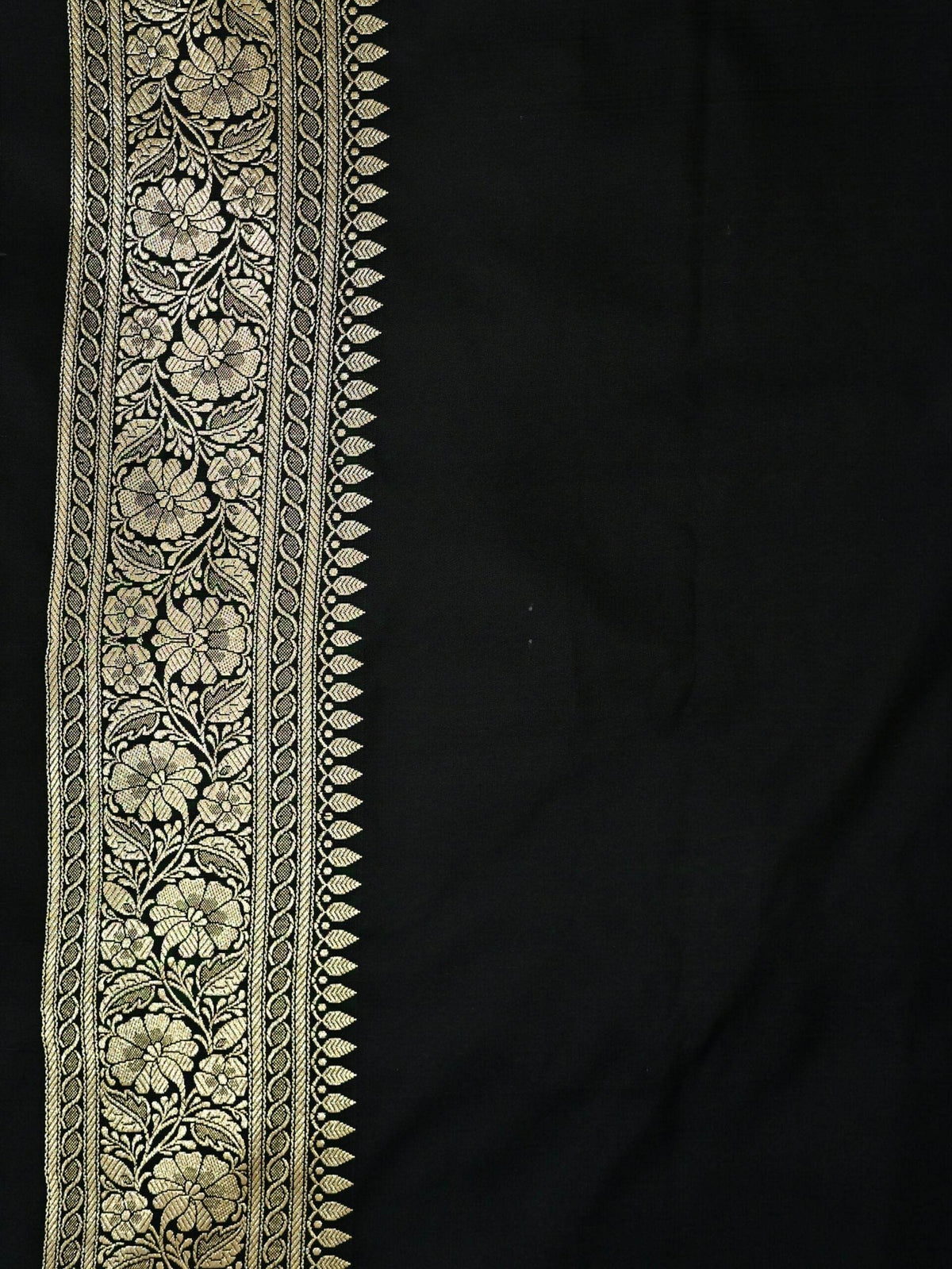 Black Golden Zari Work Namo Satin Silk Banarasi Saare - Zohra Silk