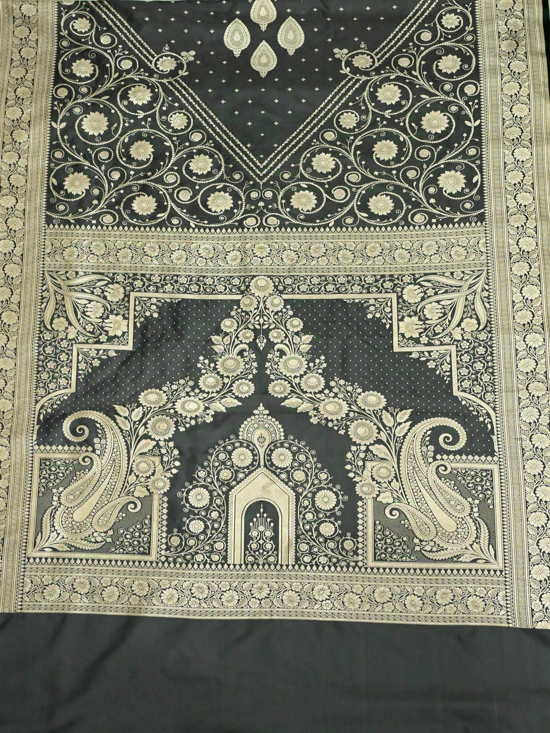 Grey Light Golden Zari Work Namo Satin Silk Banarasi Saare - Zohra Silk
