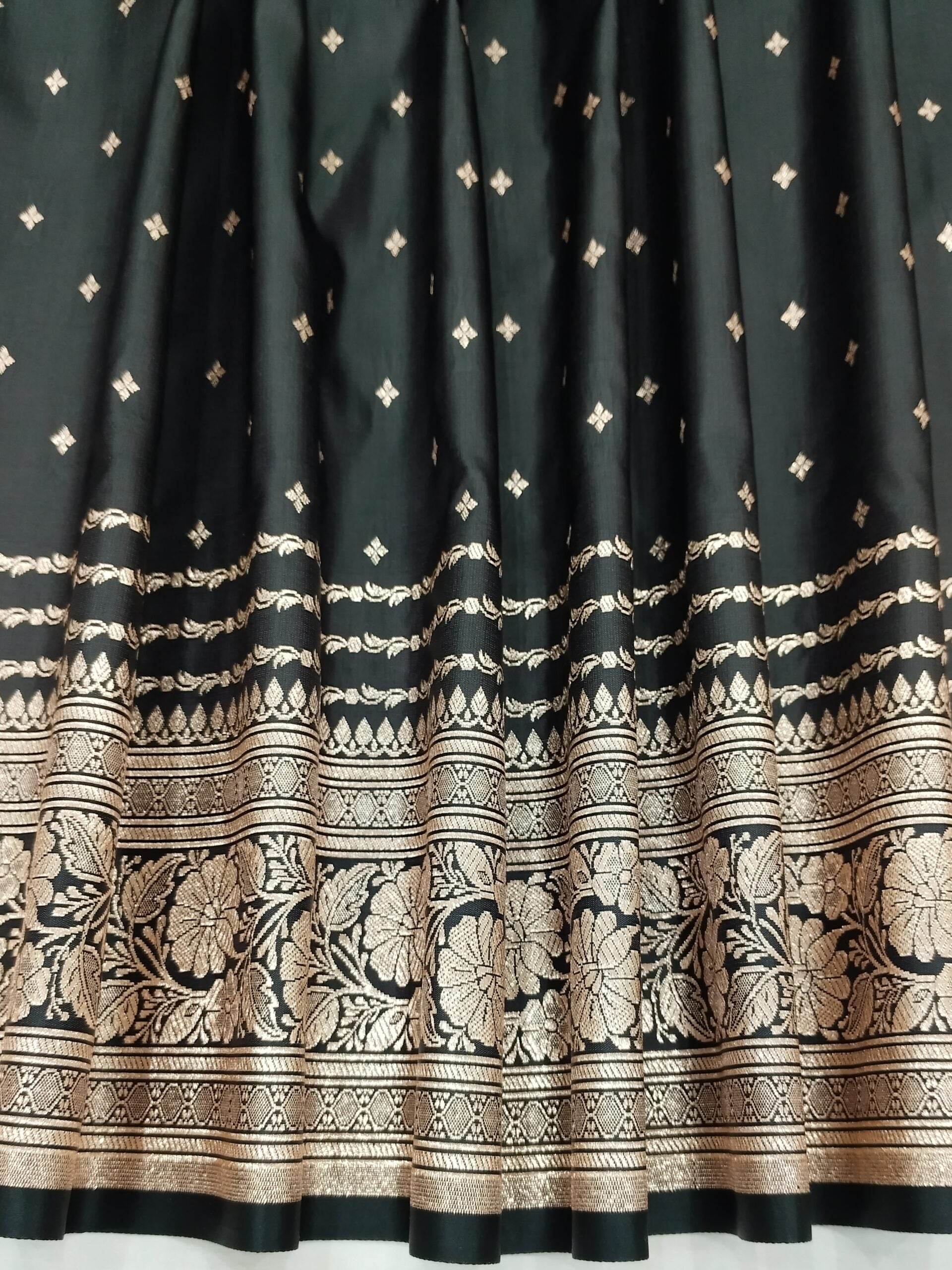 Black Golden Zari Work Namo Satin Silk Banarasi Saare - Zohra Silk