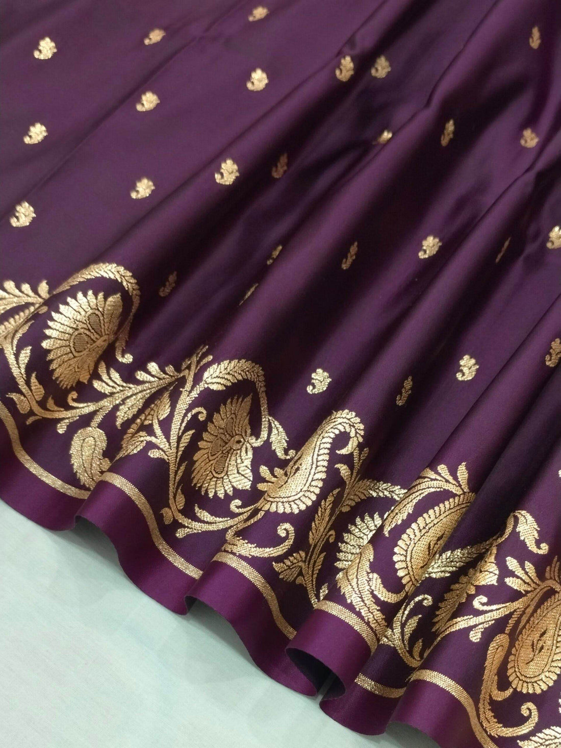 Magenta Golden Zari Work Kairi Satin Silk Banarasi Saree - Zohra Silk