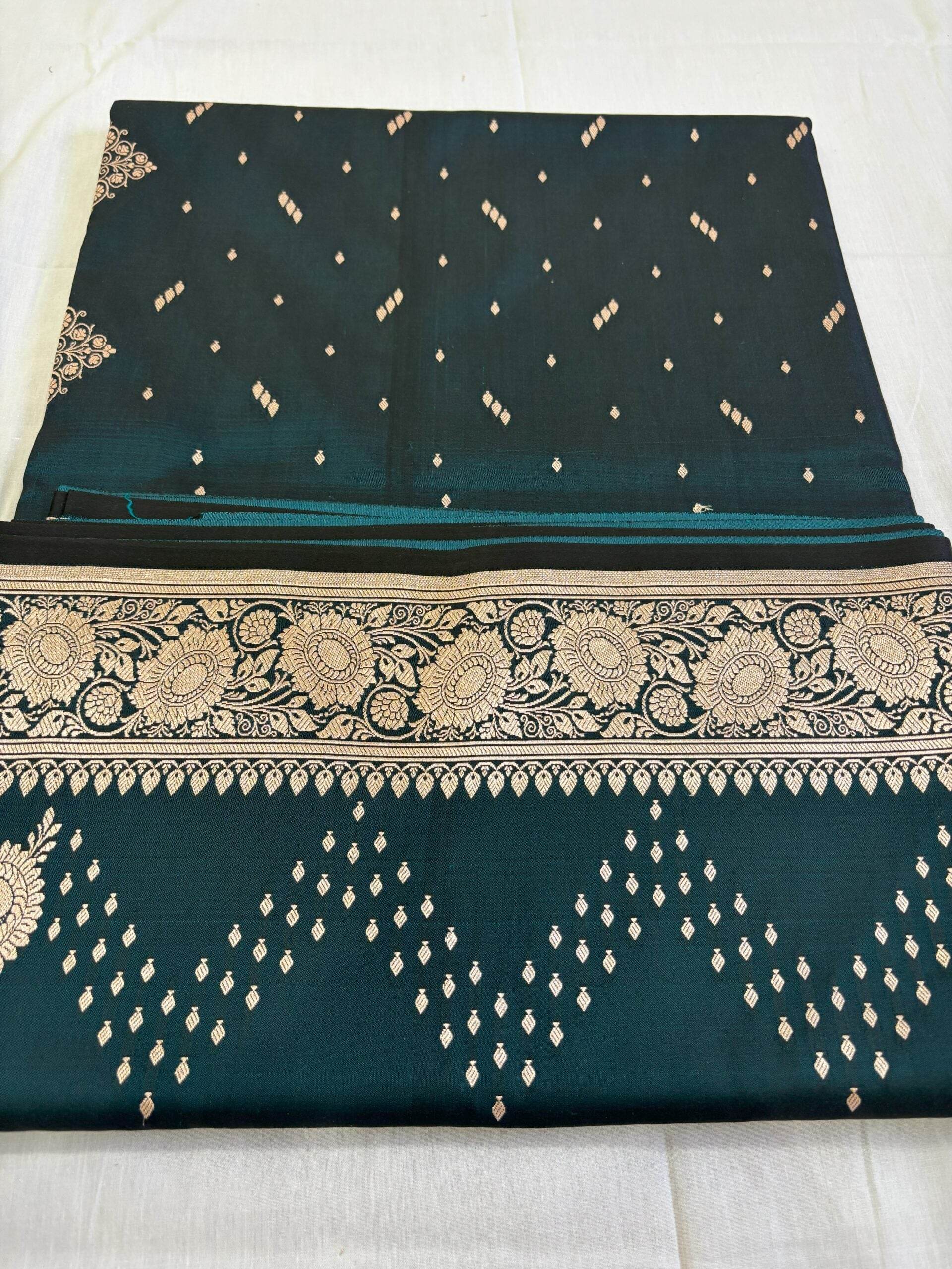 Police Blue Premium Zari Work Fancy Satin Silk Banarasi Saare - Zohra Silk