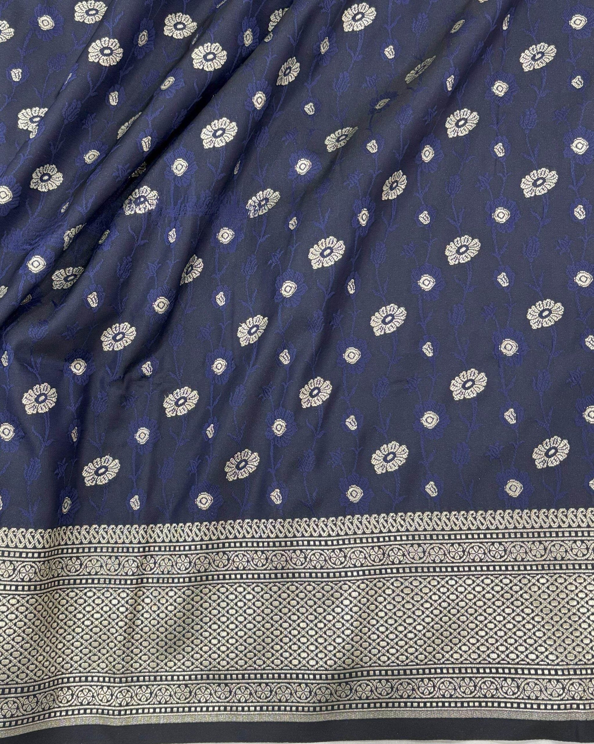 Royal Blue Butique Golden Zari Silk Saree - Zohra Silk