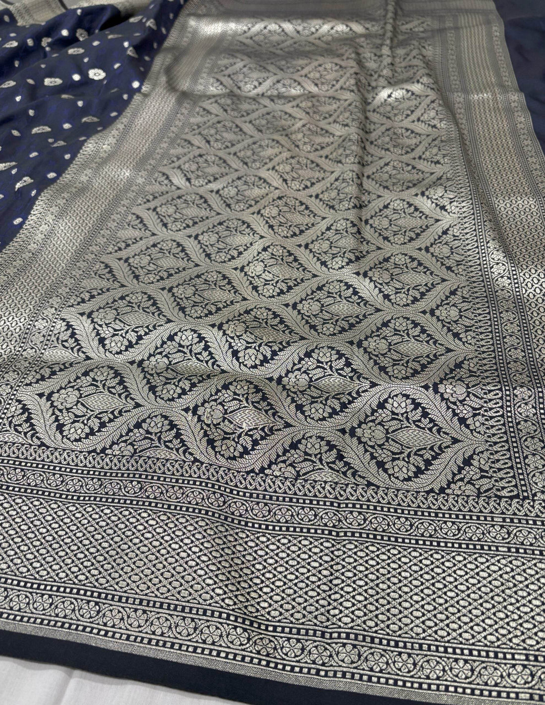 Royal Blue Butique Golden Zari Silk Saree - Zohra Silk