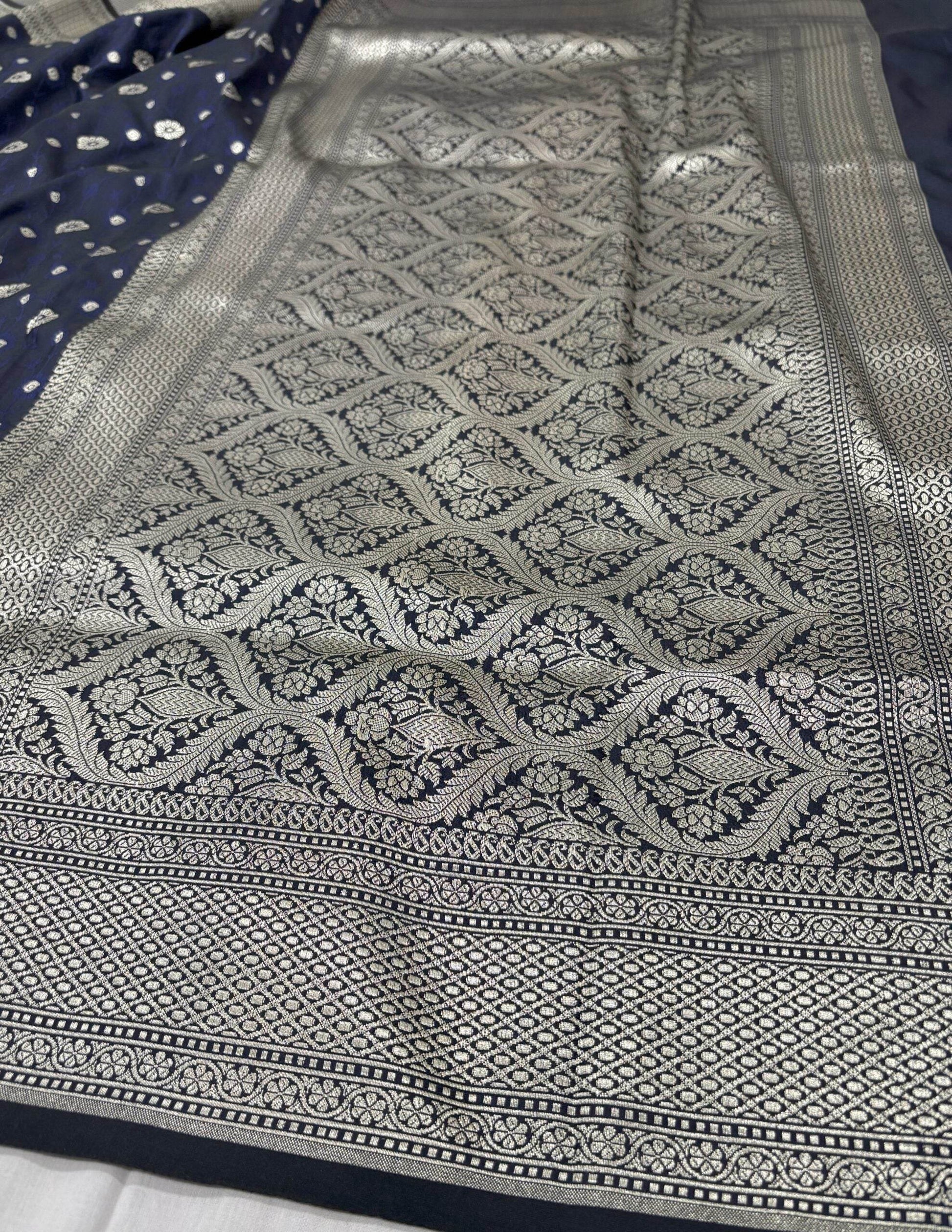 Royal Blue Butique Golden Zari Silk Saree - Zohra Silk