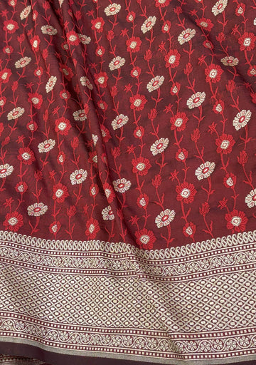 Maroon Butique Golden Zari Silk Saree - Zohra Silk