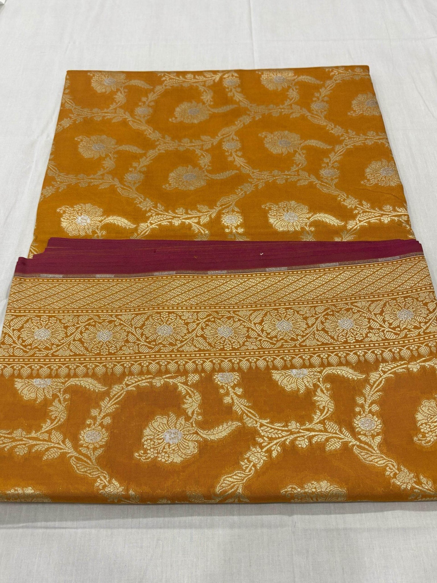 Golden Brown With Golden Zari Jaal Silk Banarasi Saree - Zohra Silk