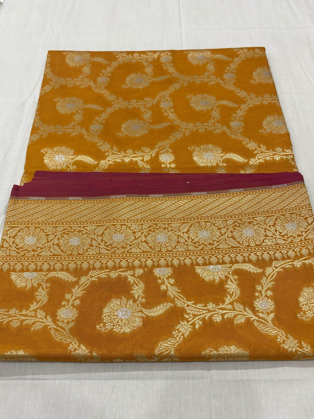 Golden Brown With Golden Zari Jaal Silk Banarasi Saree - Zohra Silk