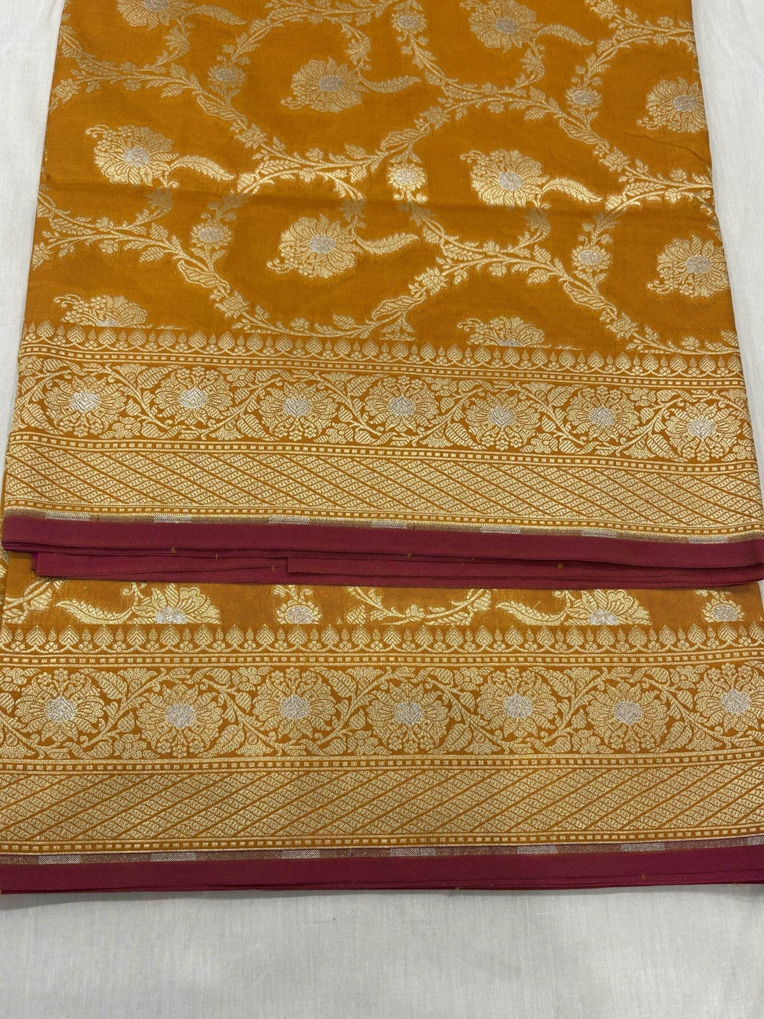 Golden Brown With Golden Zari Jaal Silk Banarasi Saree - Zohra Silk