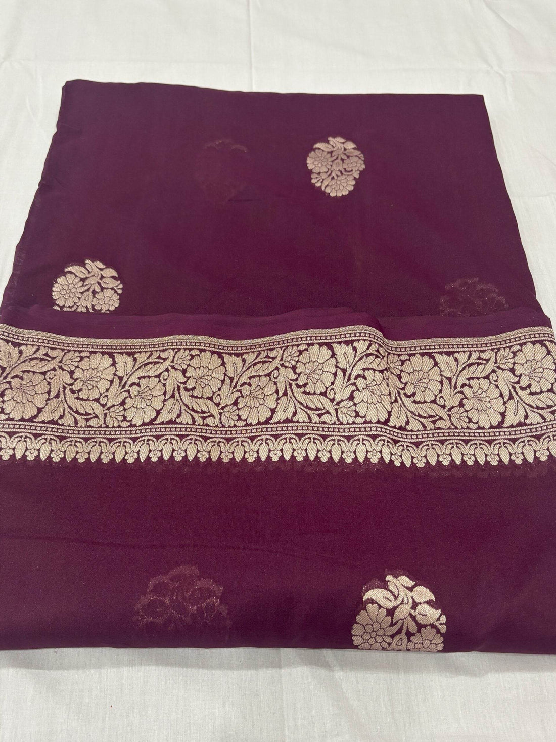 Garnet Brown Buti Zari Silk Banarasi Saare - Zohra Silk