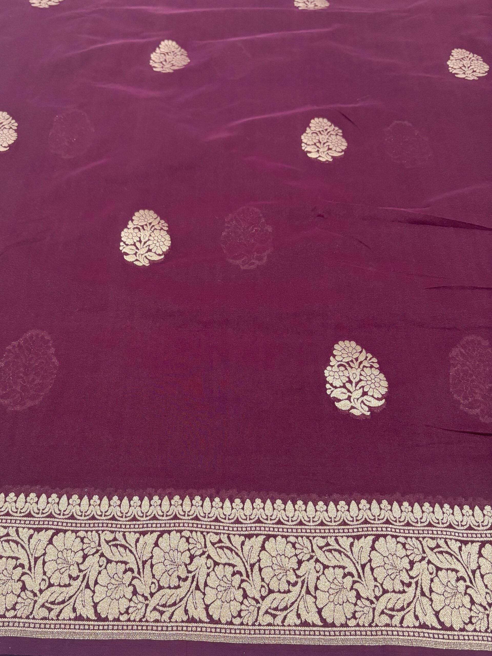 Garnet Brown Buti Zari Silk Banarasi Saare - Zohra Silk
