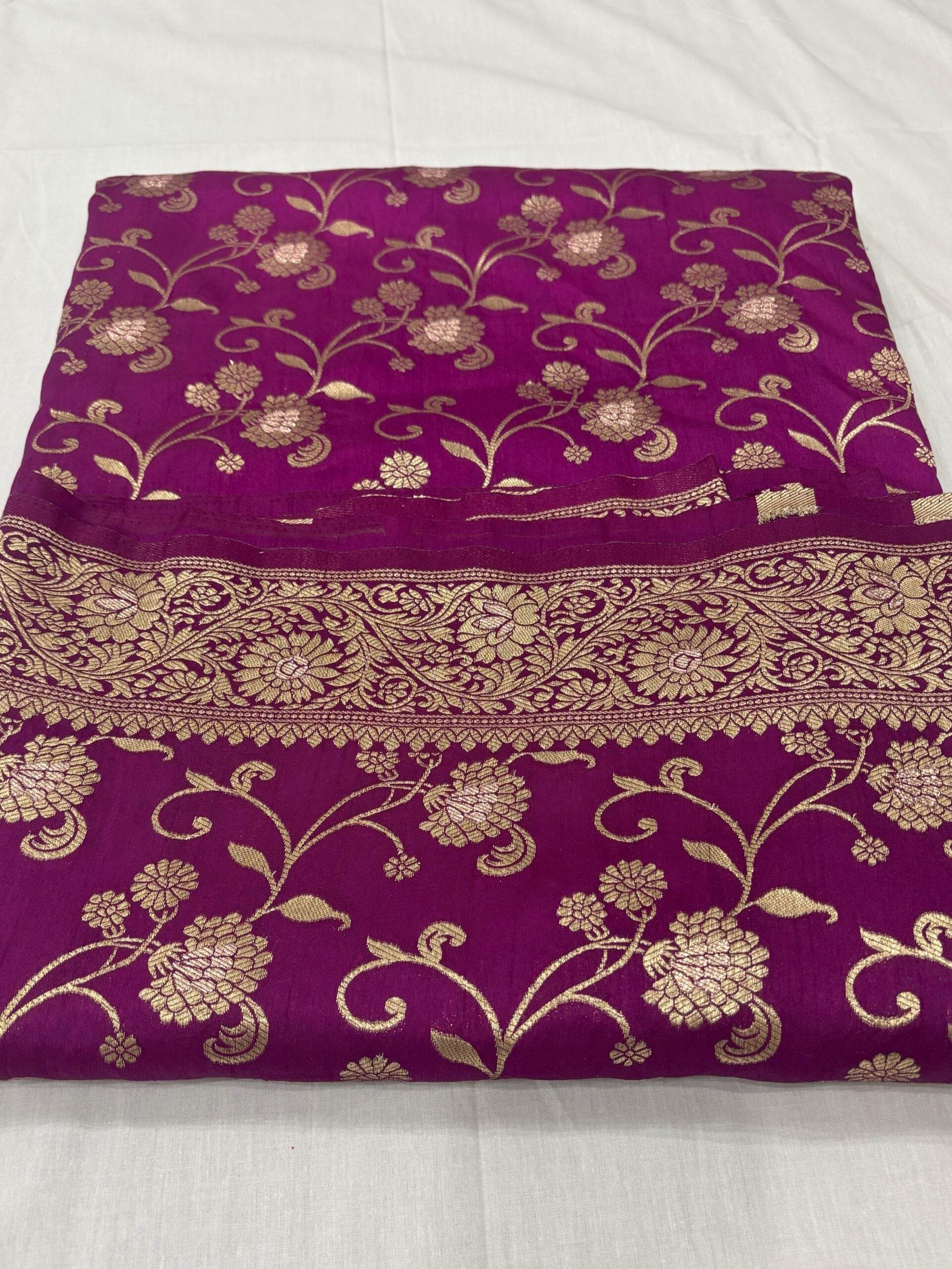 Light Wine Golden Zari Flower Jaal Banarasi Saree - Zohra Silk