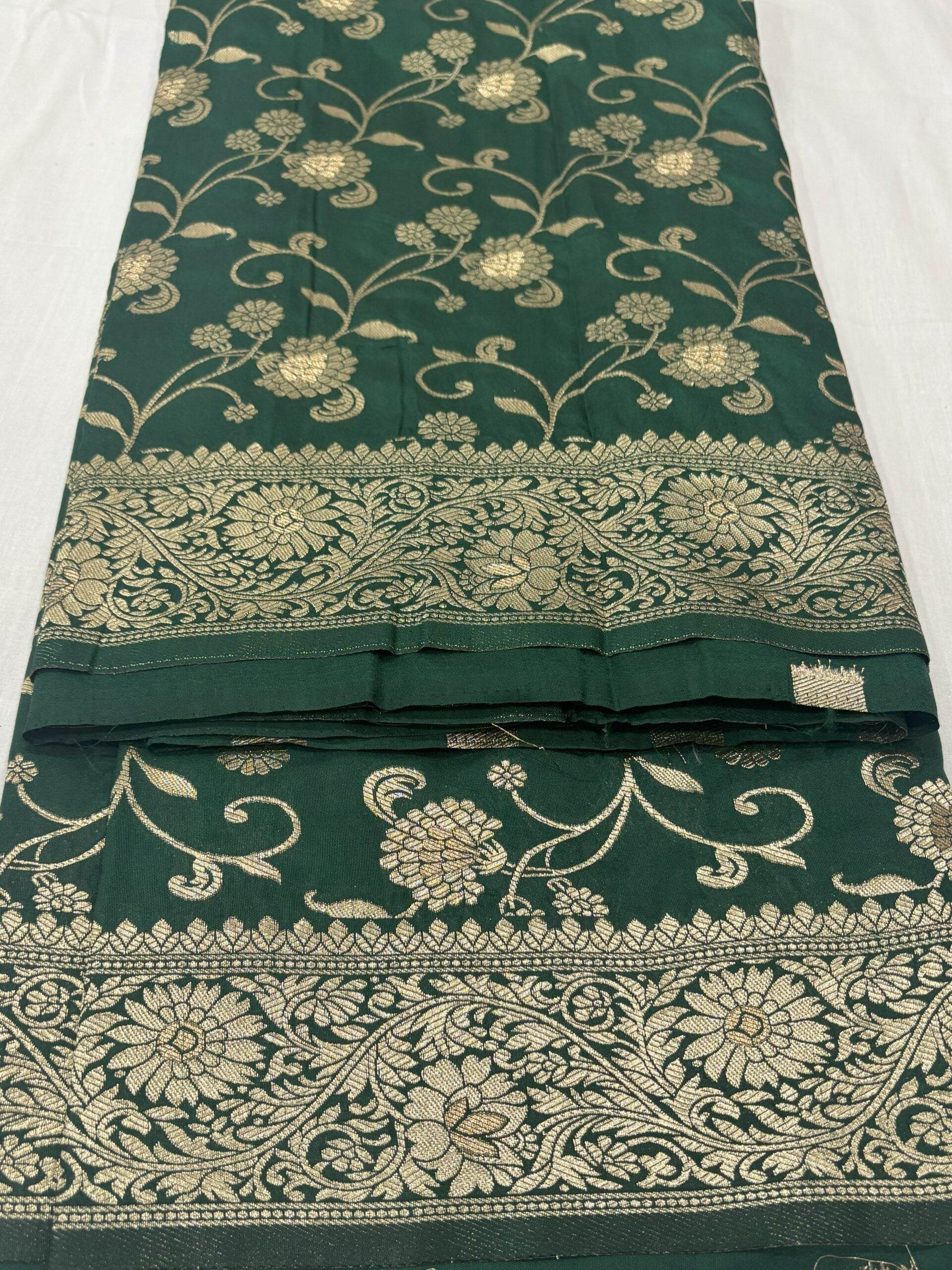 Green Golden Zari Flower Jaal Banarasi Saree - Zohra Silk