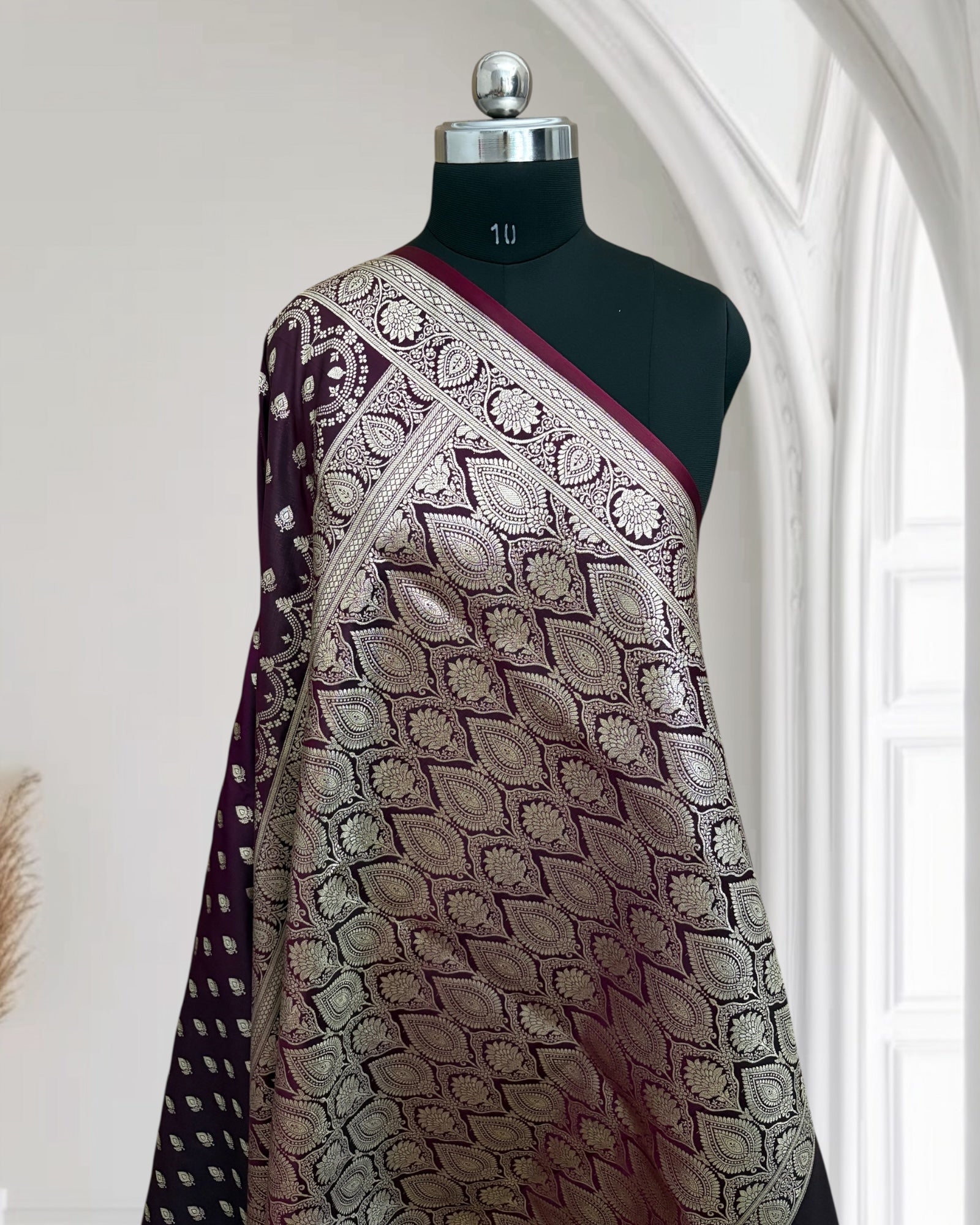 Magenta Dual Tone Satin Silk Banarasi Saree