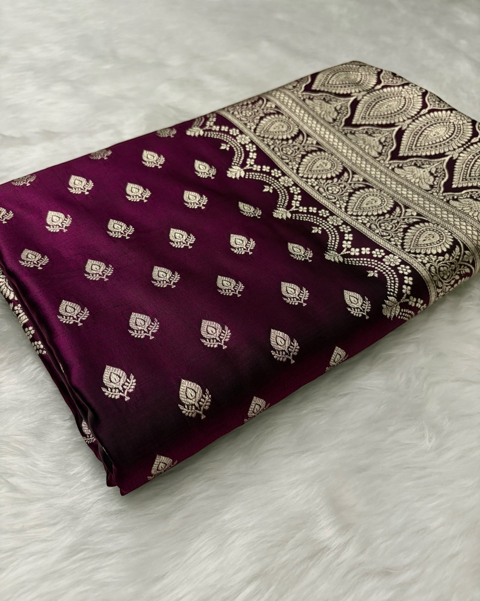 Magenta Dual Tone Satin Silk Banarasi Saree