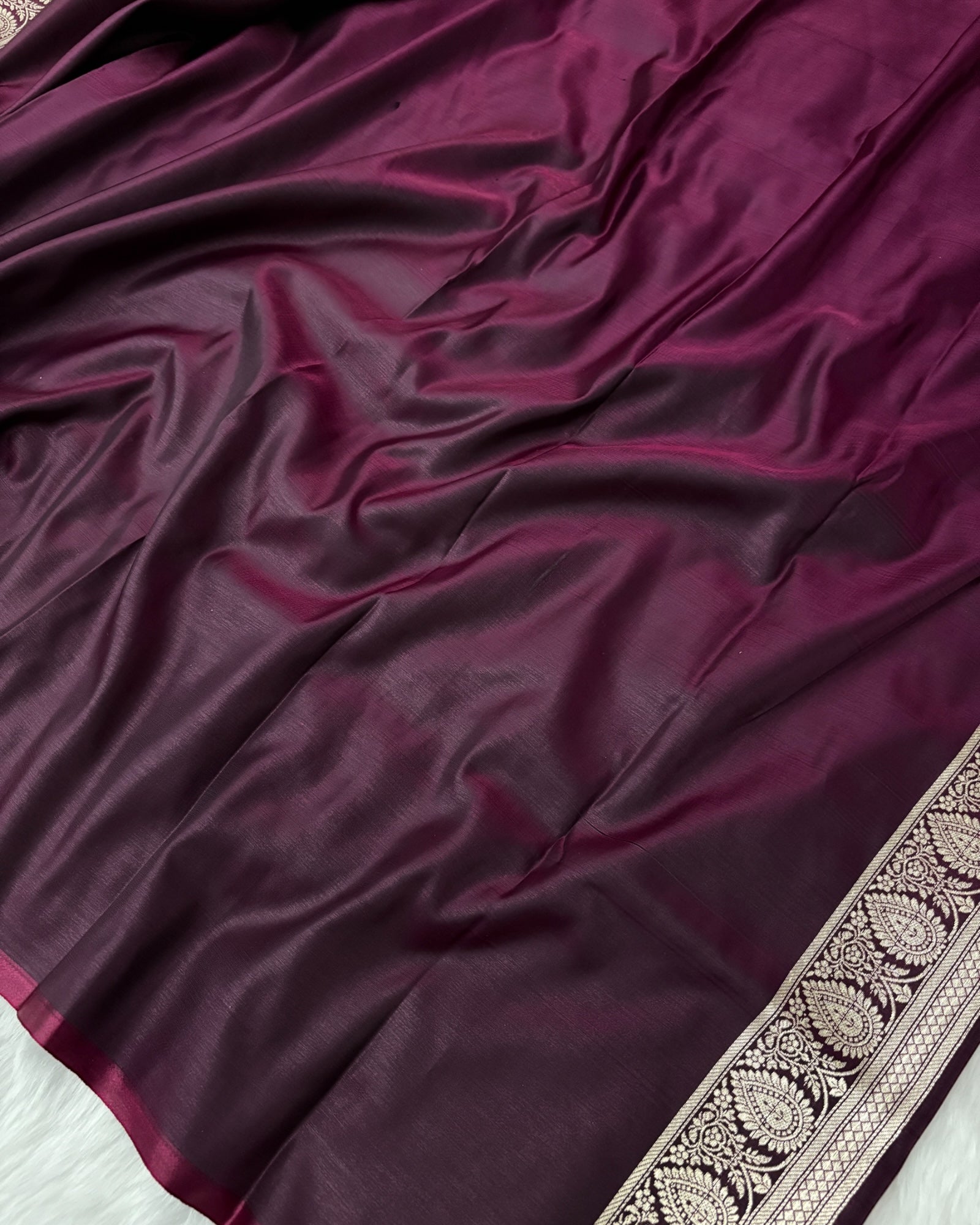 Magenta Dual Tone Satin Silk Banarasi Saree