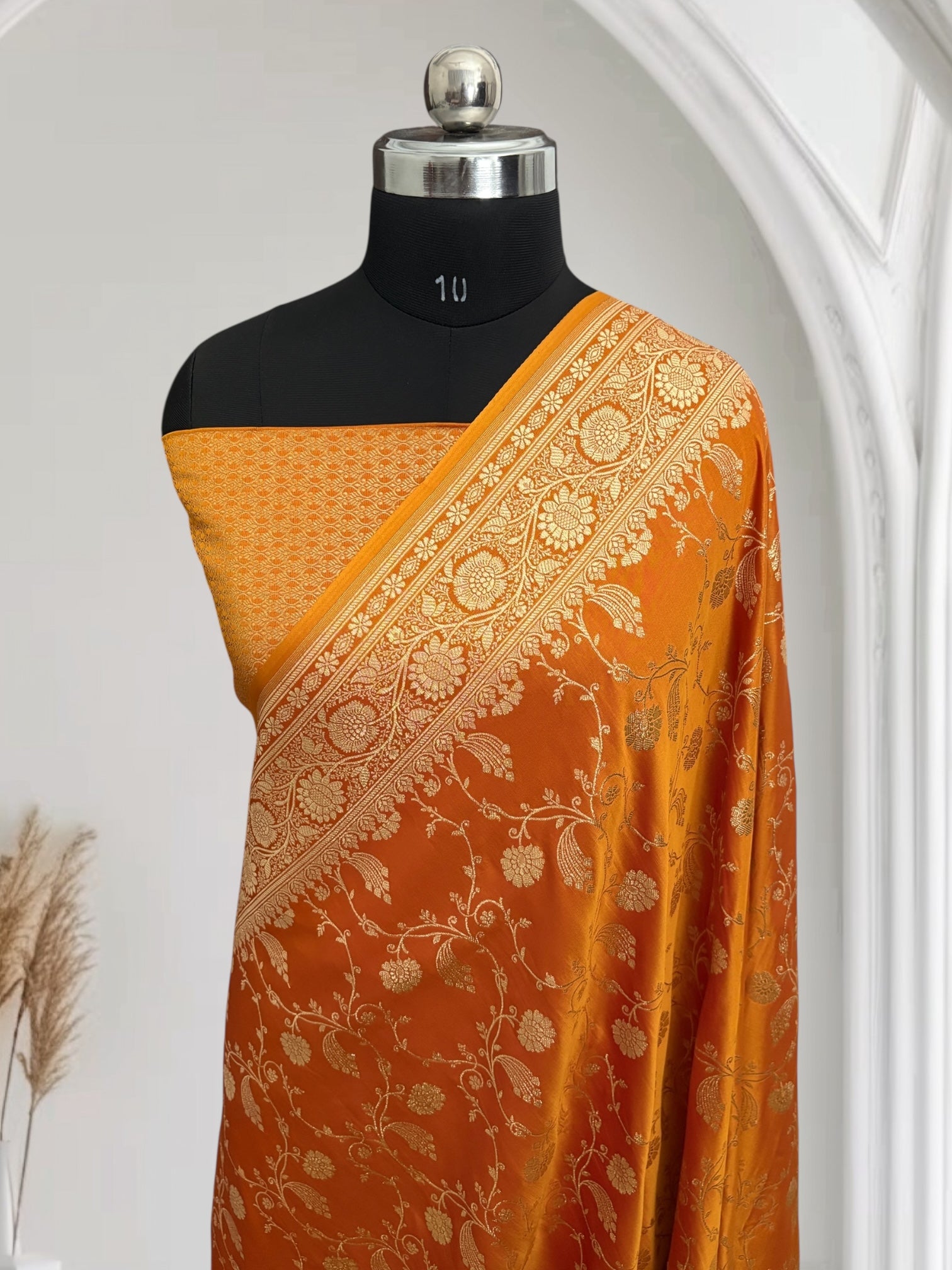Radiate Elegance in Haldi Yellow Kataan Satin Silk Banarasi Saree