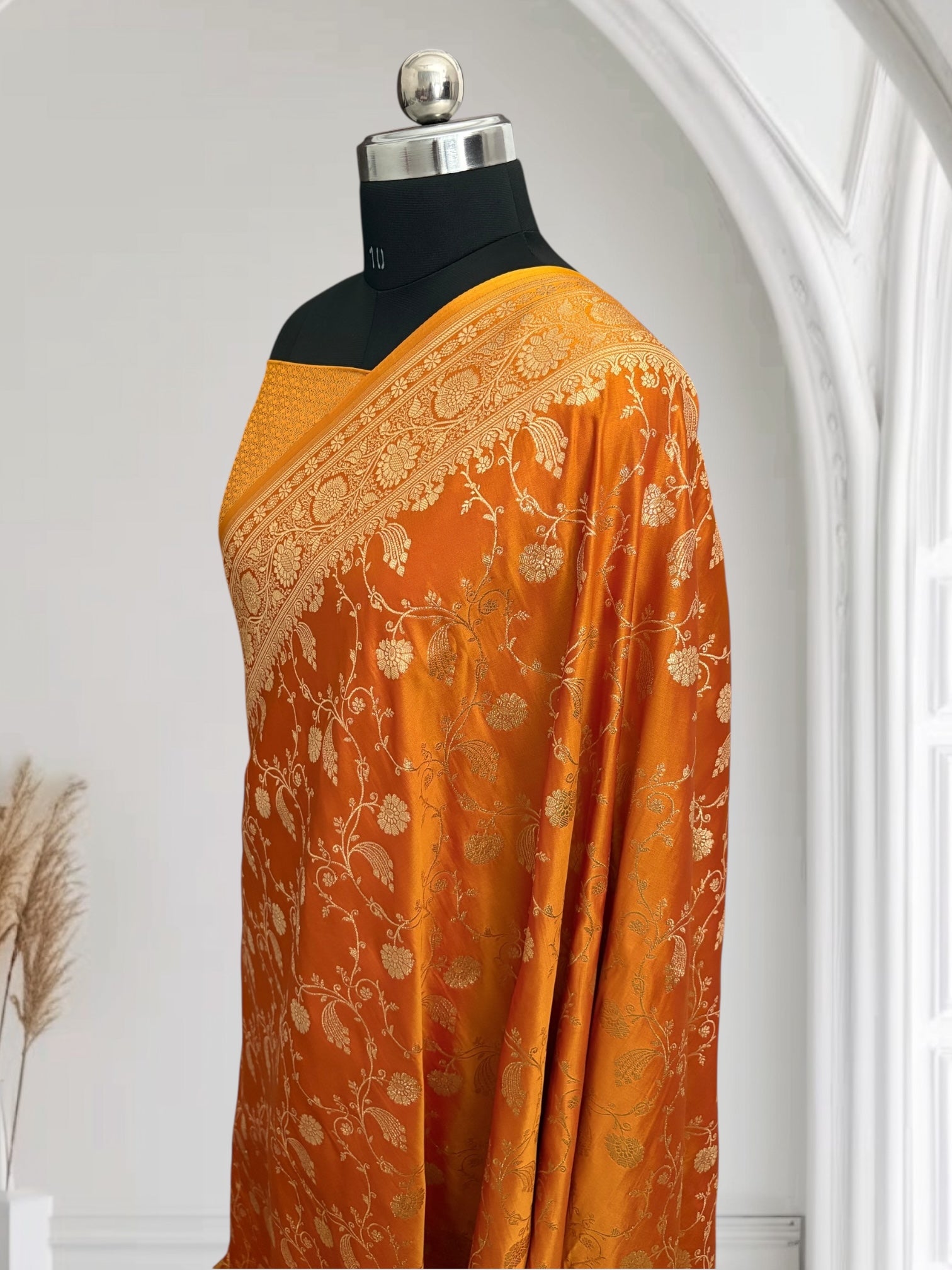 Radiate Elegance in Haldi Yellow Kataan Satin Silk Banarasi Saree