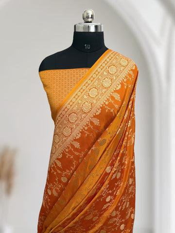 Radiate Elegance in Haldi Yellow Kataan Satin Silk Banarasi Saree