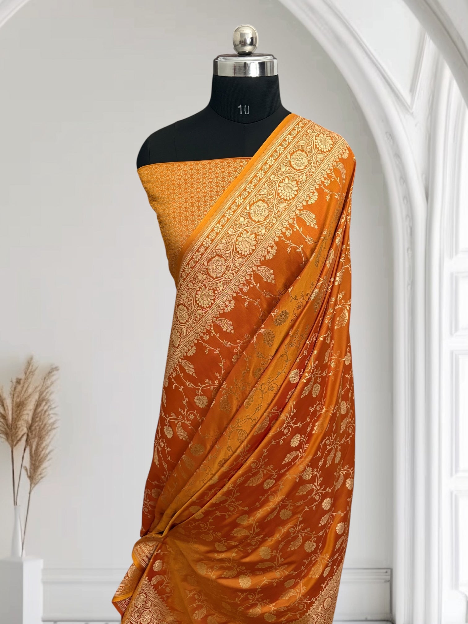 Radiate Elegance in Haldi Yellow Kataan Satin Silk Banarasi Saree