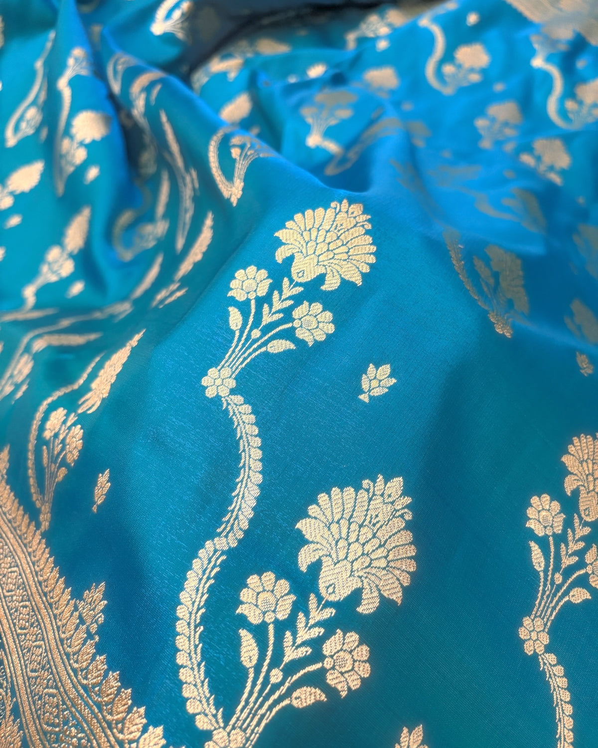 Firoza Satin Silk Banarasi Saree – Tircha Jaal