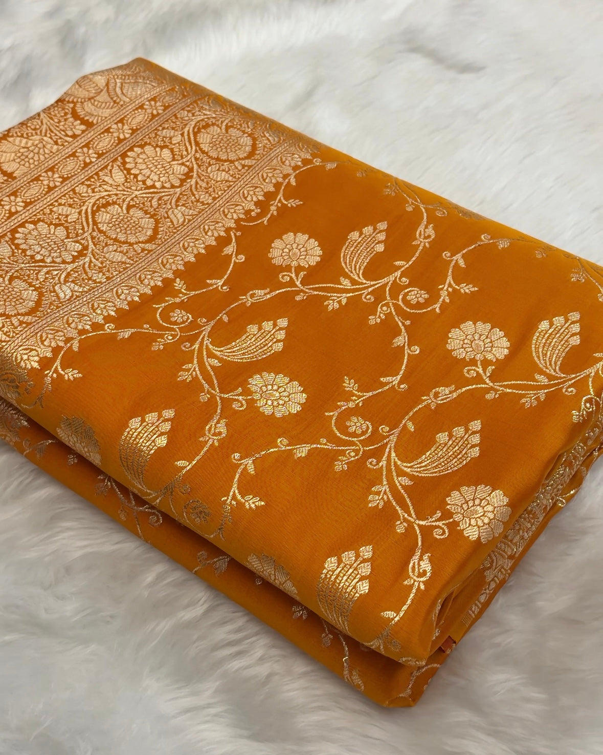 Radiate Elegance in Haldi Yellow Kataan Satin Silk Banarasi Saree