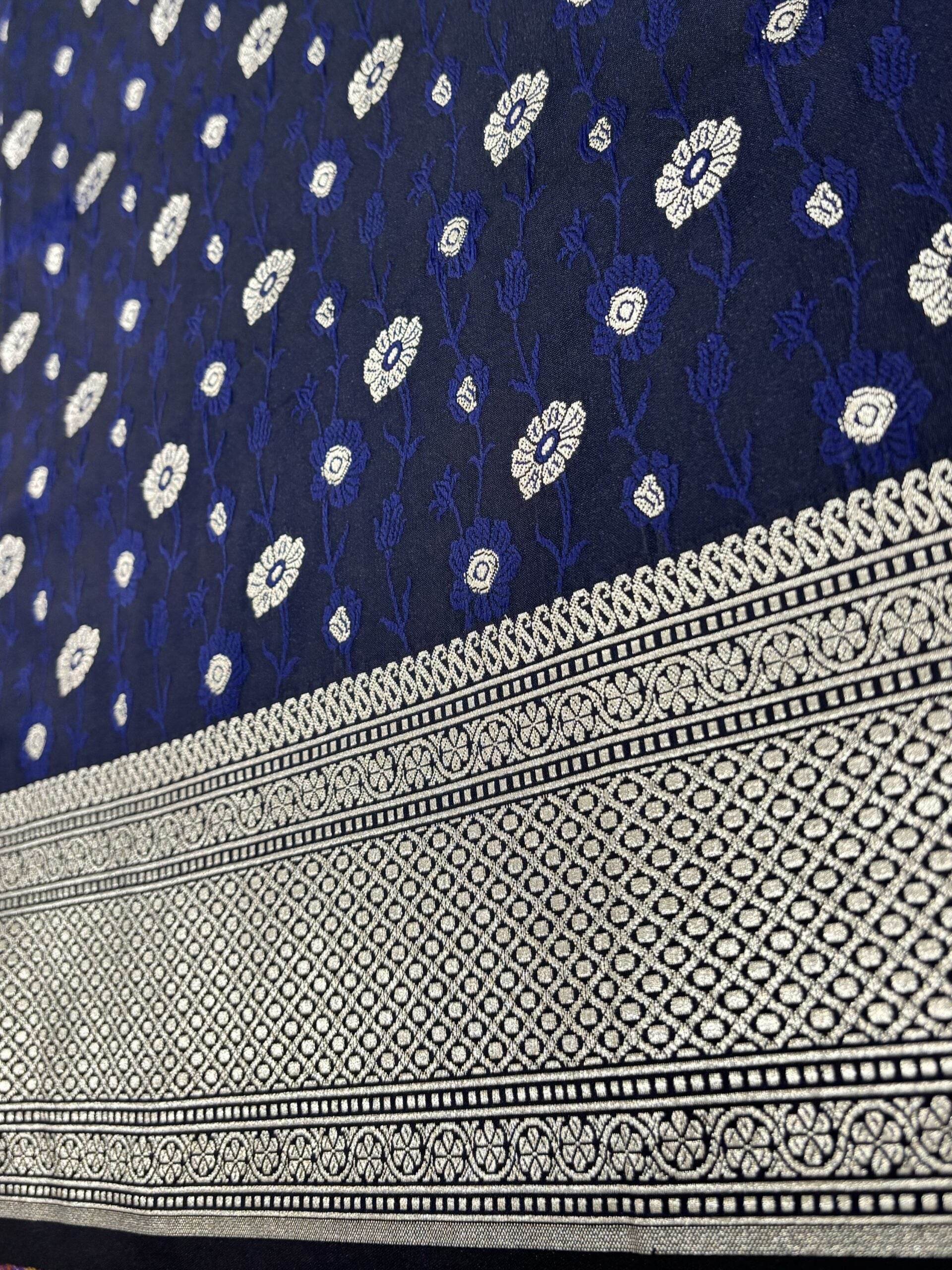 Royal Blue Butique Golden Zari Silk Saree - Zohra Silk