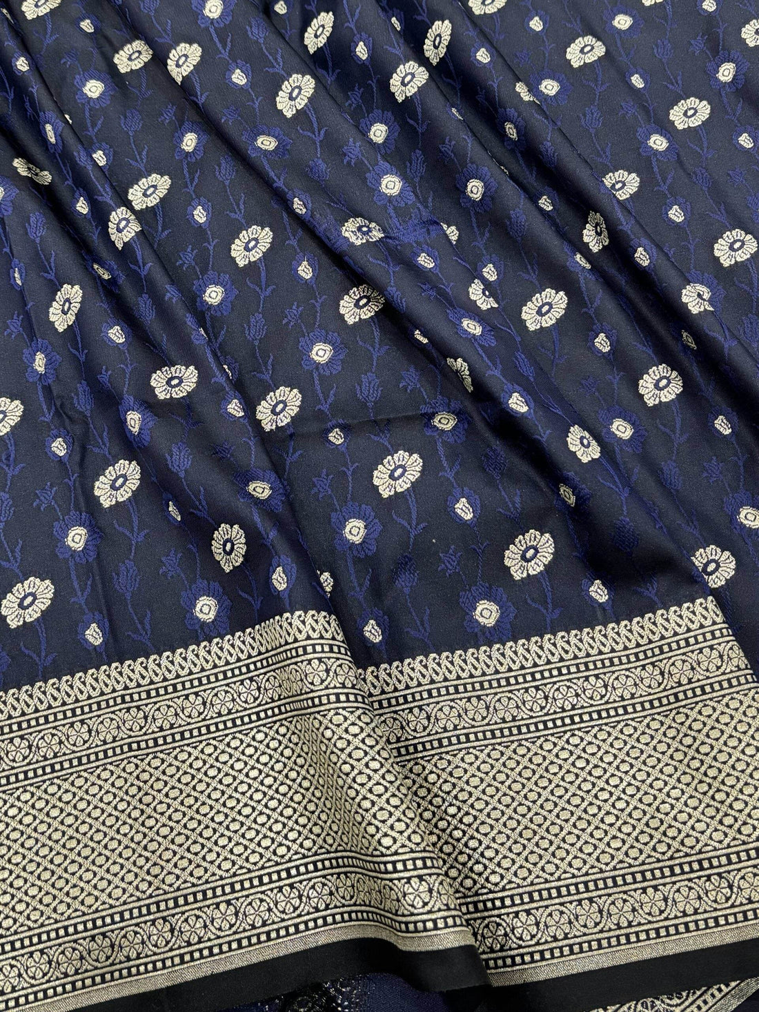 Royal Blue Butique Golden Zari Silk Saree - Zohra Silk