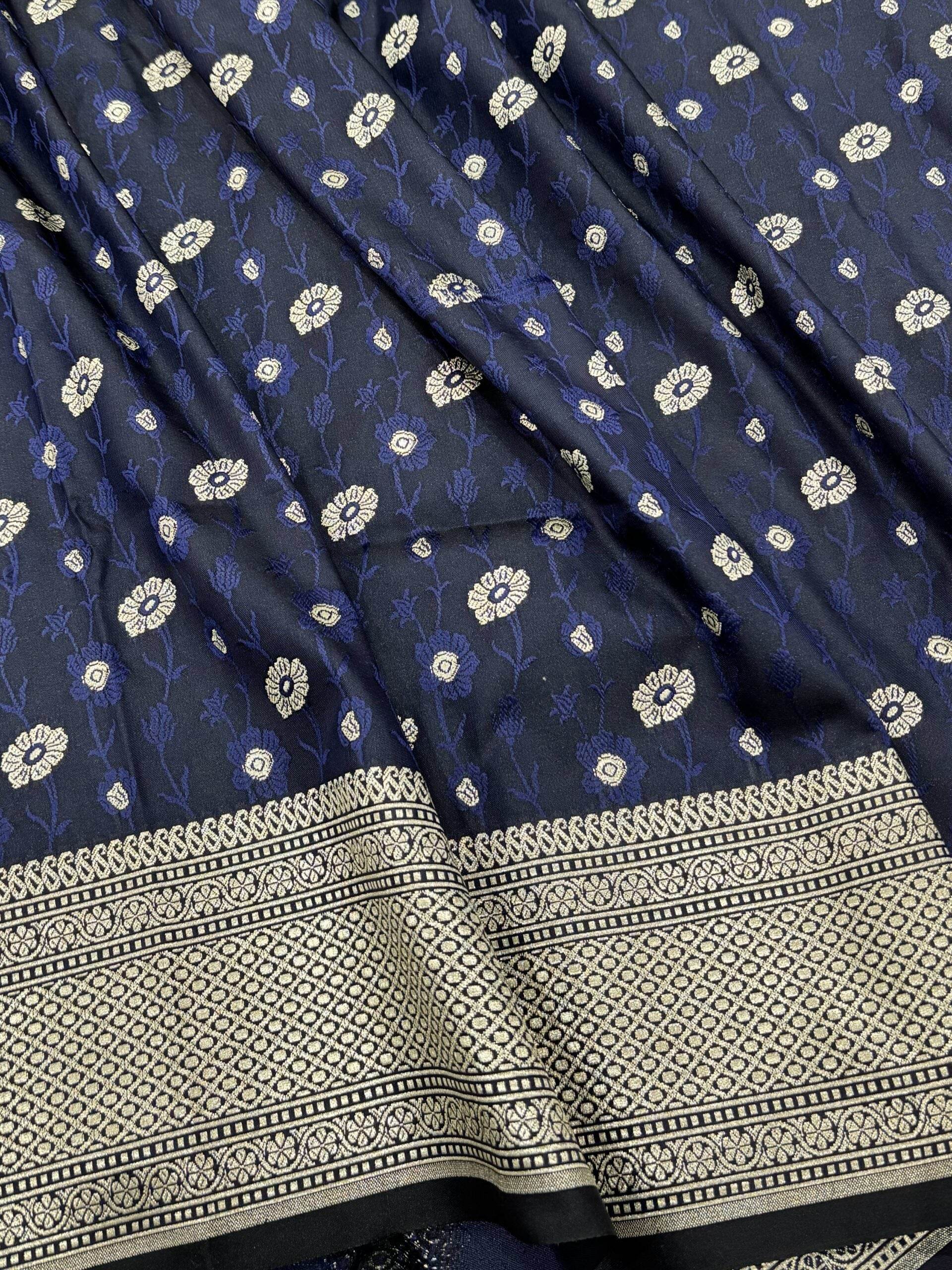 Royal Blue Butique Golden Zari Silk Saree - Zohra Silk