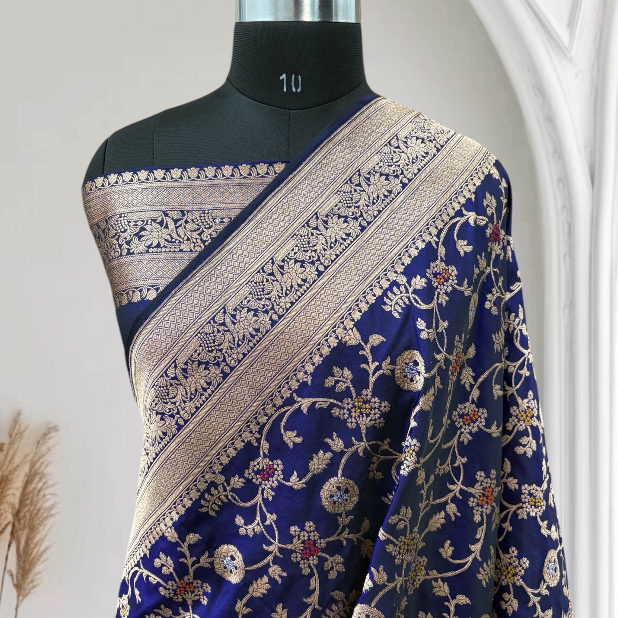 Blue Unique Jaal Pure Kataan Silk Banarasi Saree - Zohra Silk