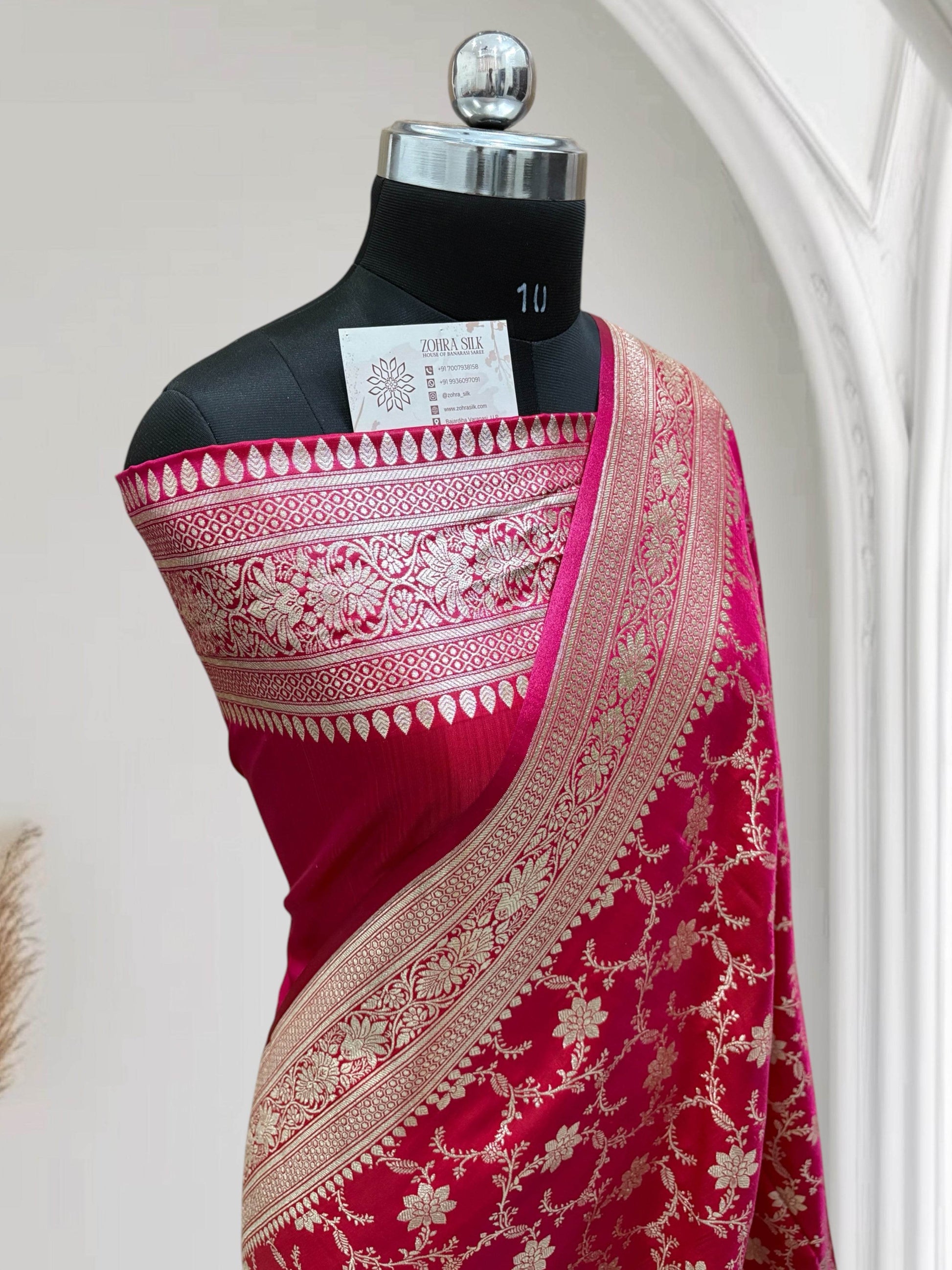 Dual Tone Jaal Pattern Satin Silk Saree - Zohra Silk