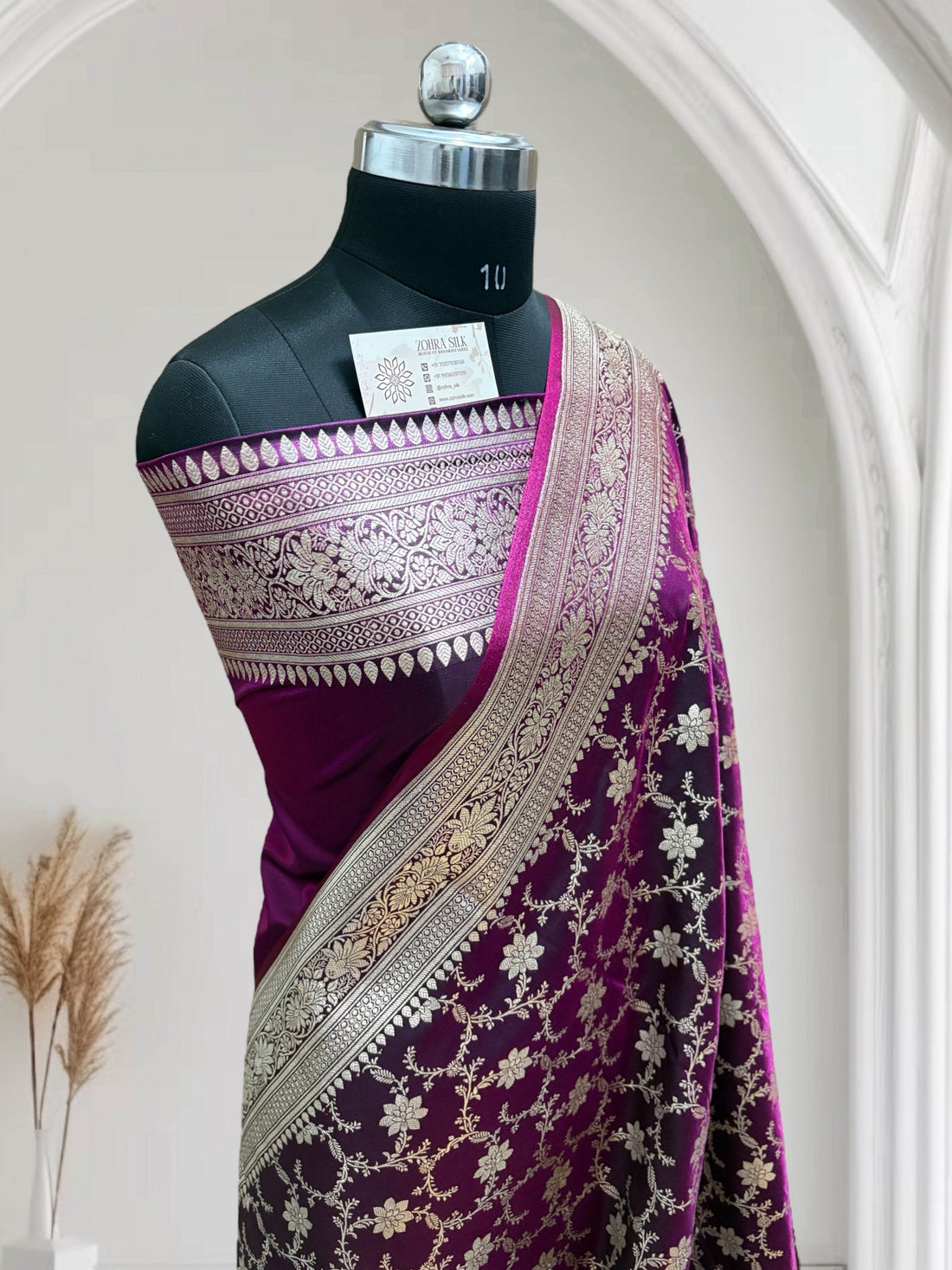 Magenta Jaal Pattern Satin Silk - Zohra Silk