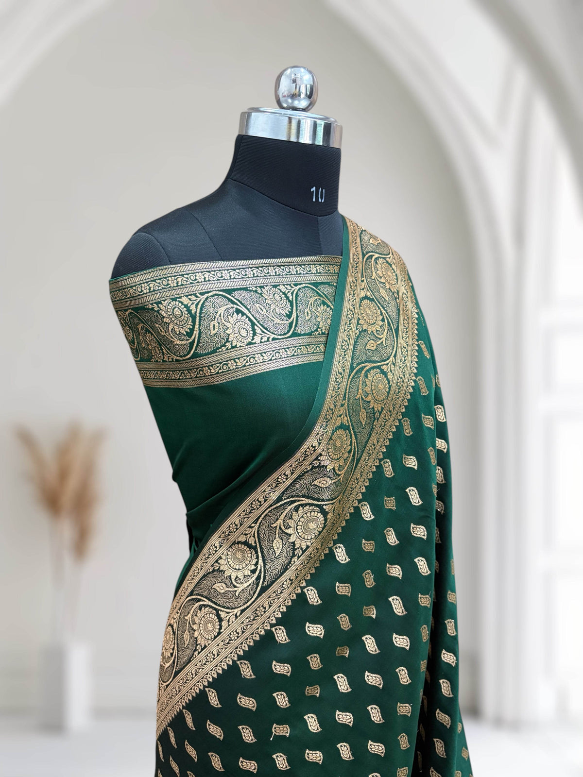 Green Satin Kataan Silk Saree - Zohra Silk