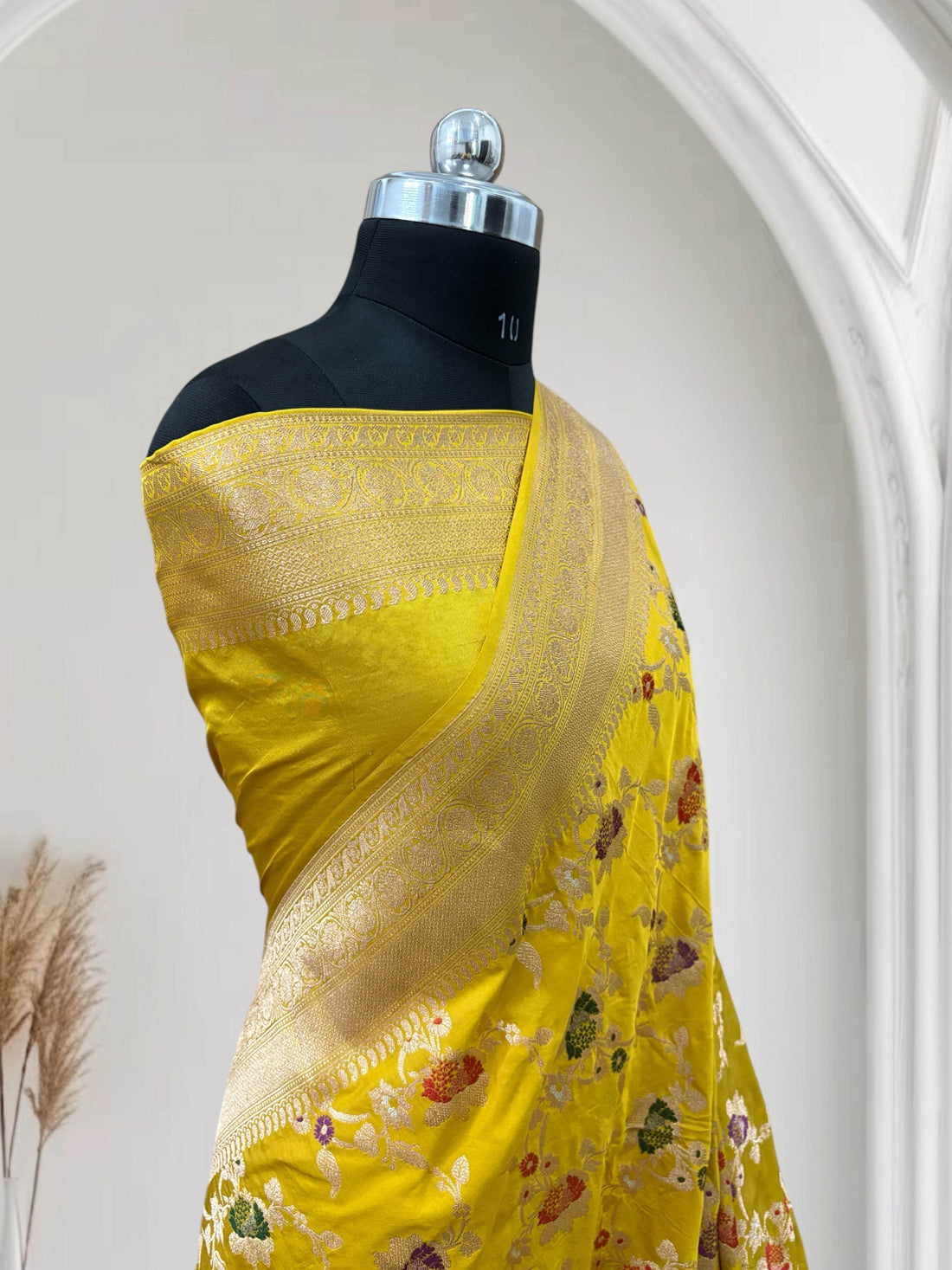 Yellow Multi Colour Meena Pure Kataan Silk Banarasi Saree - Zohra Silk
