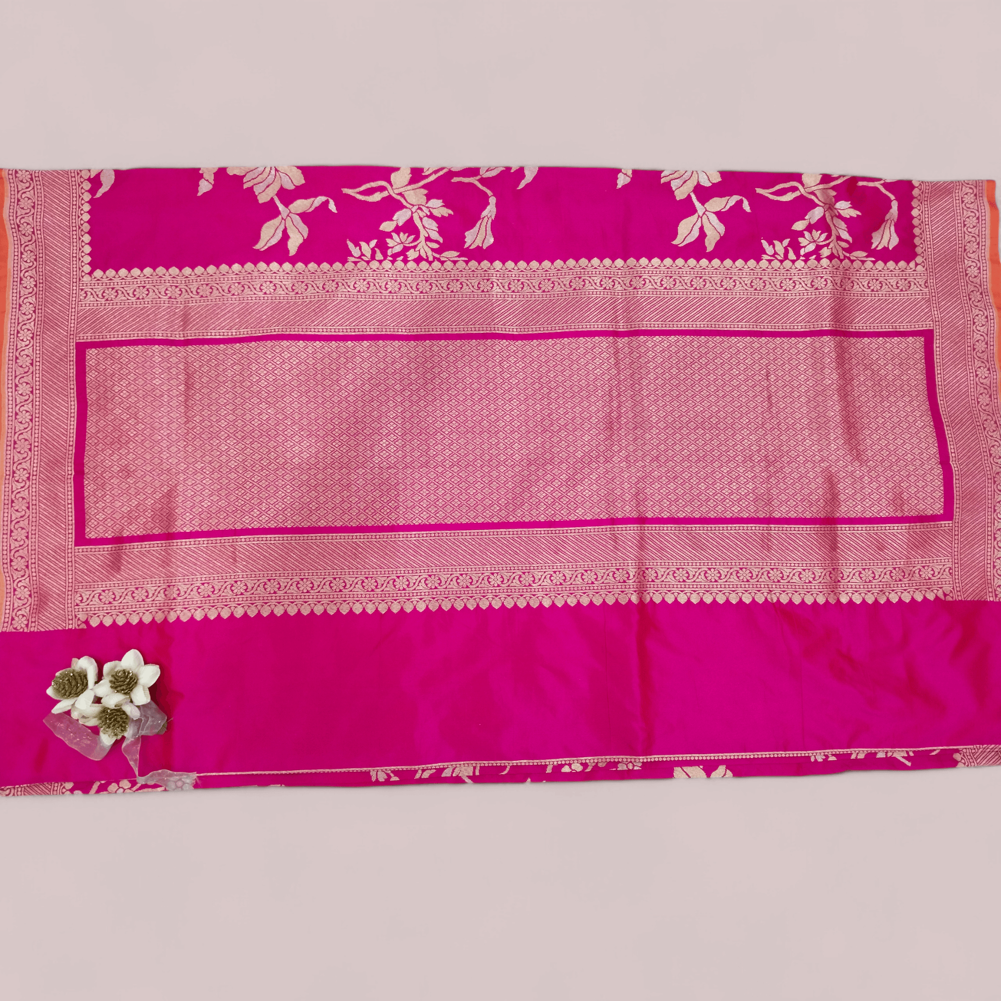 Pink Orange Tone Ganga Jamuna Pure Silk Banarasi Saree - Zohra Silk