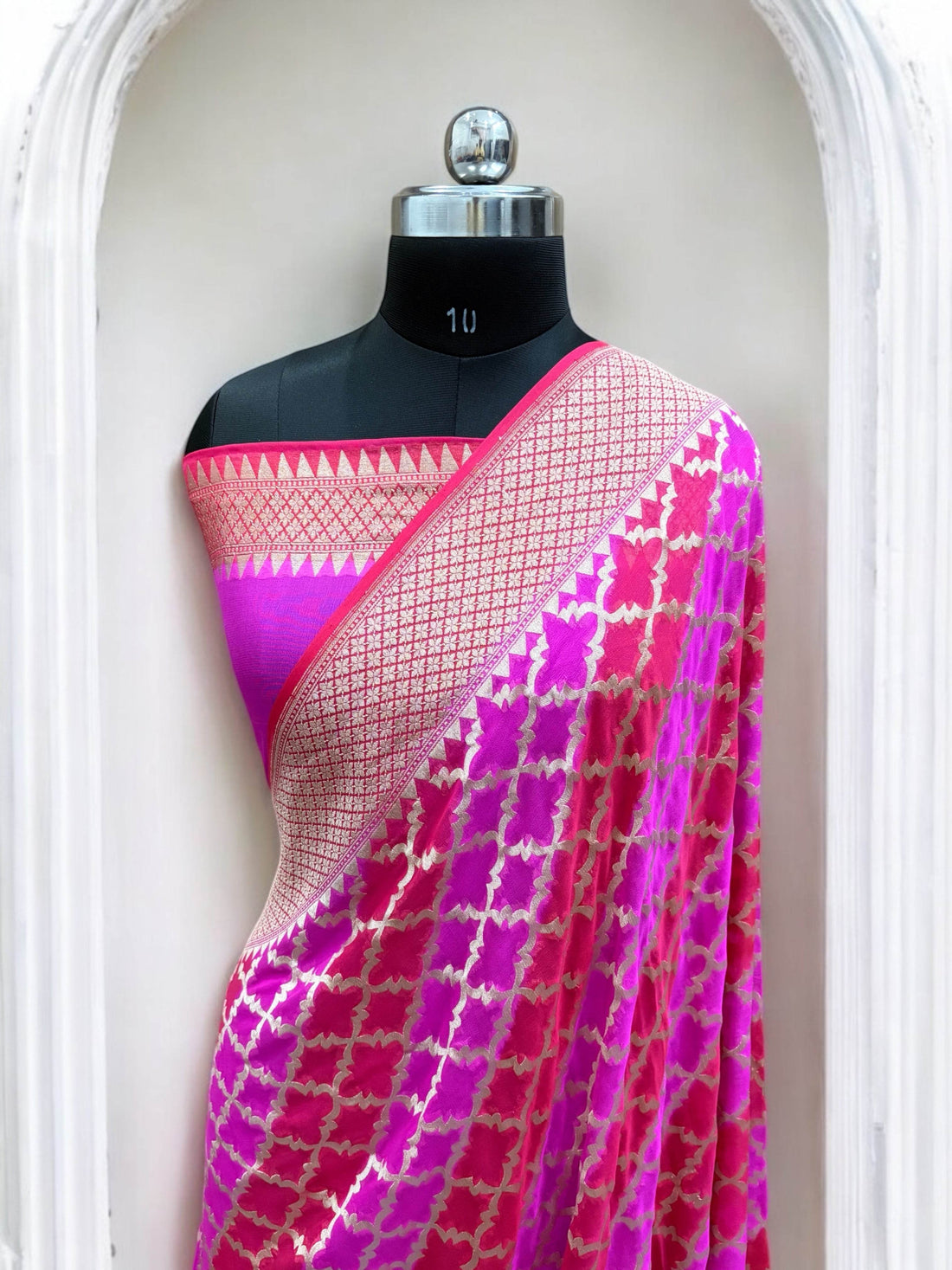 Lovender & Rani Chiffon Pure Silk Banarasi Saree - Zohra Silk