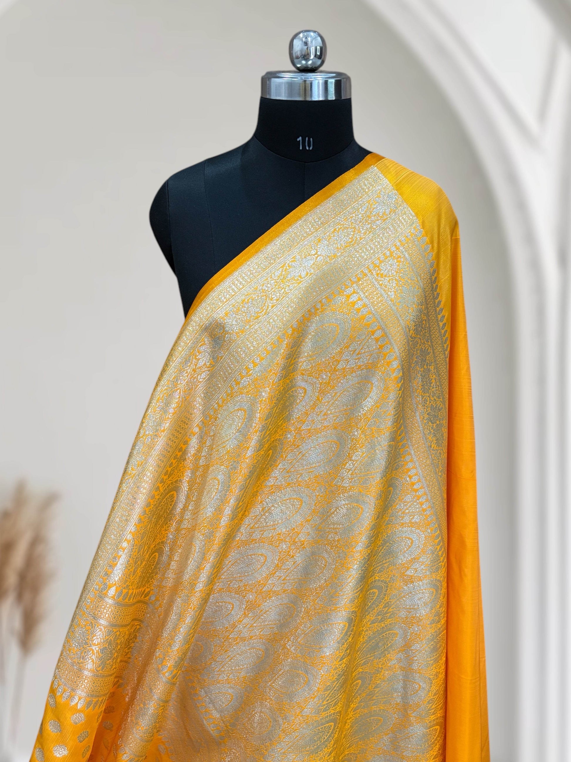 Yellow Buti Satin Silk Saree - Zohra Silk
