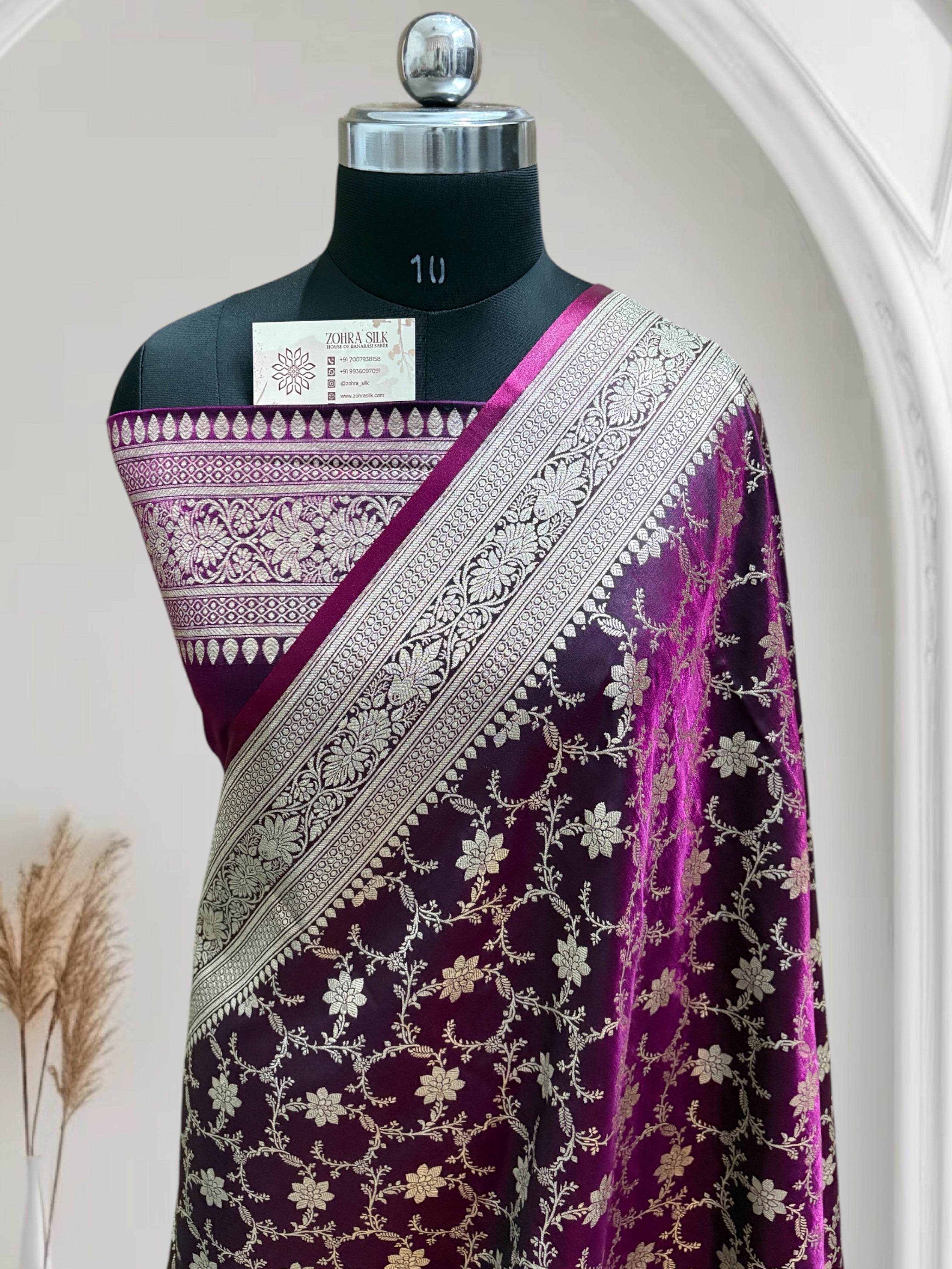 Magenta Jaal Pattern Satin Silk - Zohra Silk
