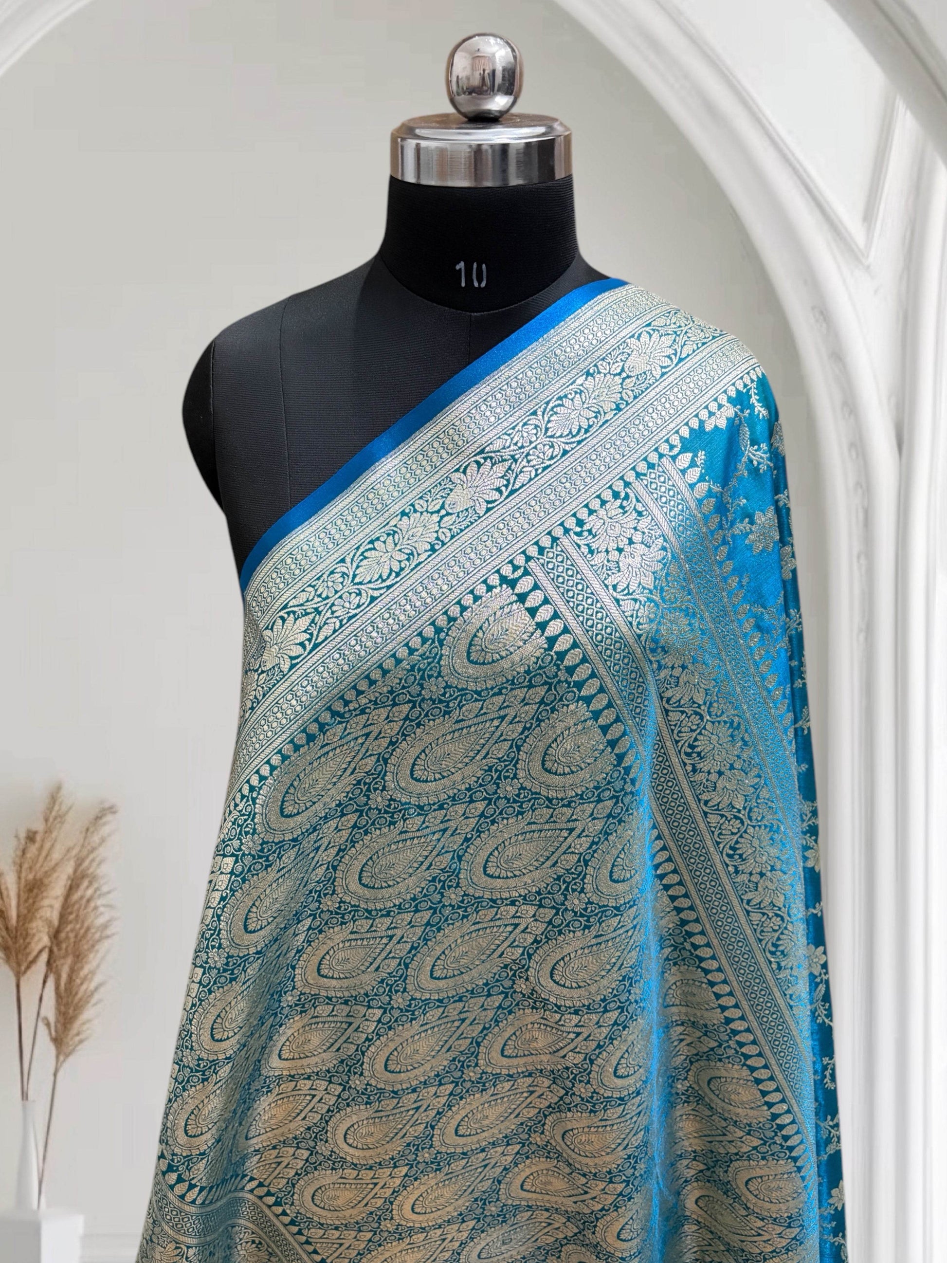 Rama Green Jaal Pattern Satin Silk Saree - Zohra Silk