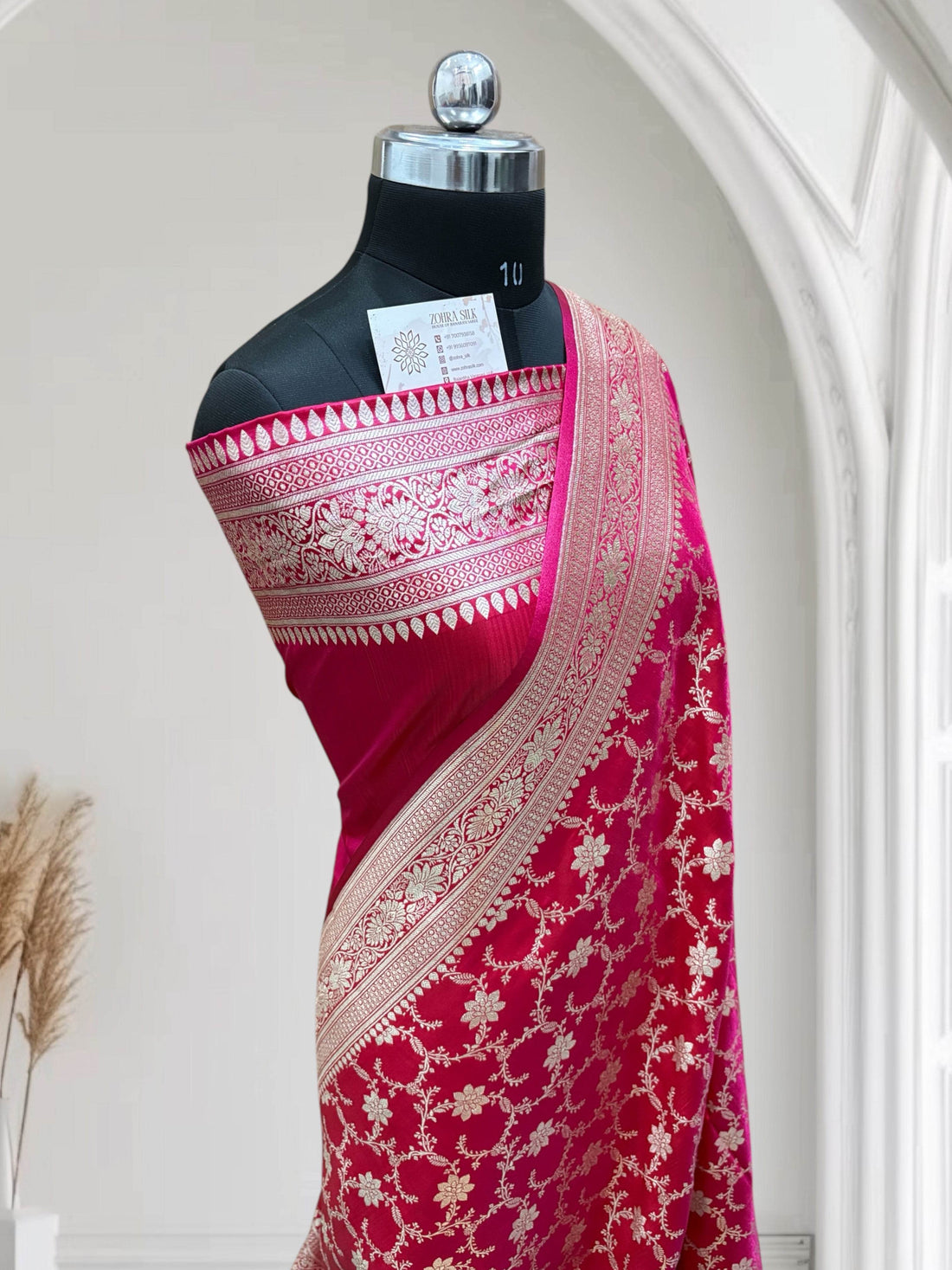 Dual Tone Jaal Pattern Satin Silk Saree - Zohra Silk